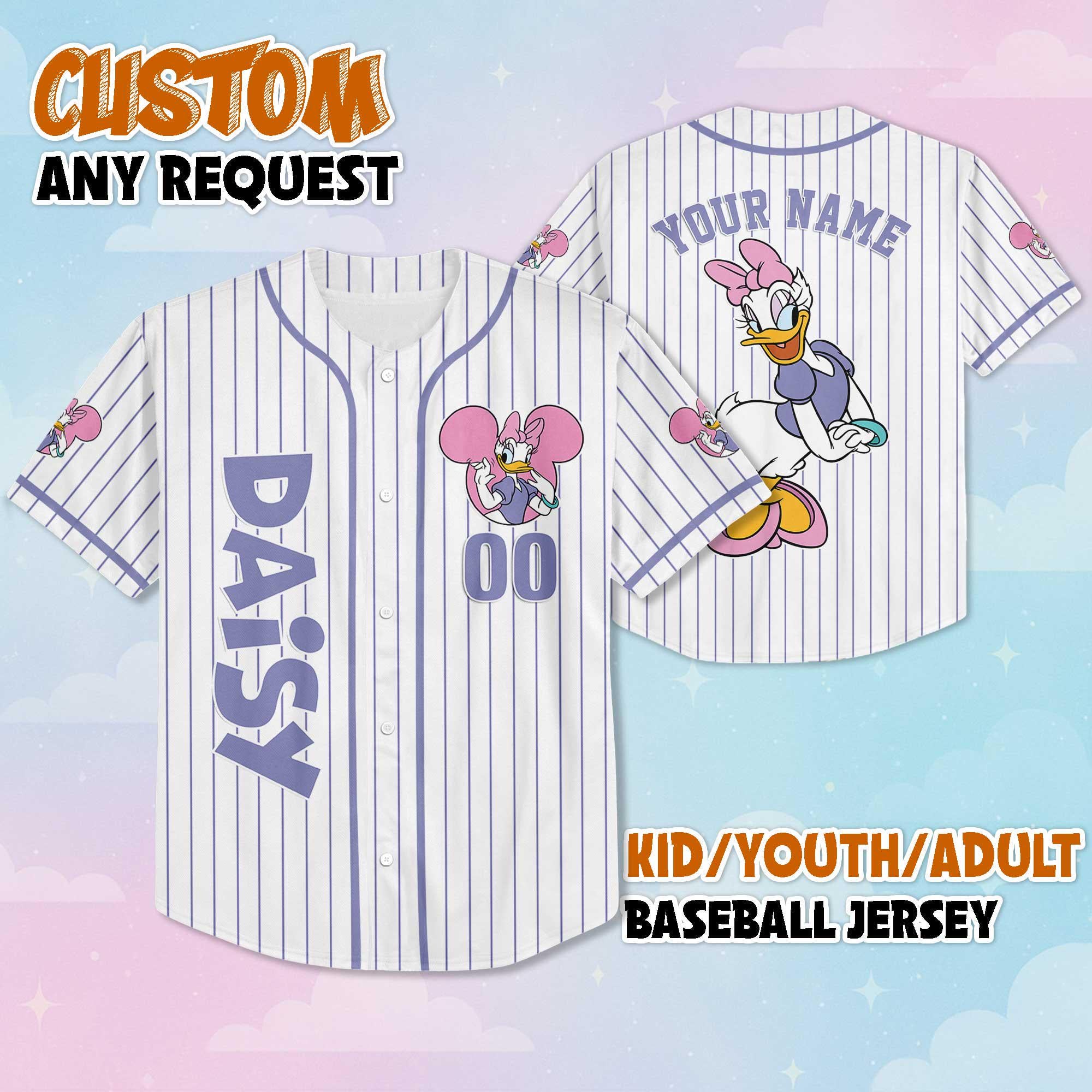 Personalized Daisy Duck Baseball Jersey, Disney Cartoon Baseball Shirt, Personalized Jersey, Magic Kingdom Shirt, Gift For Him