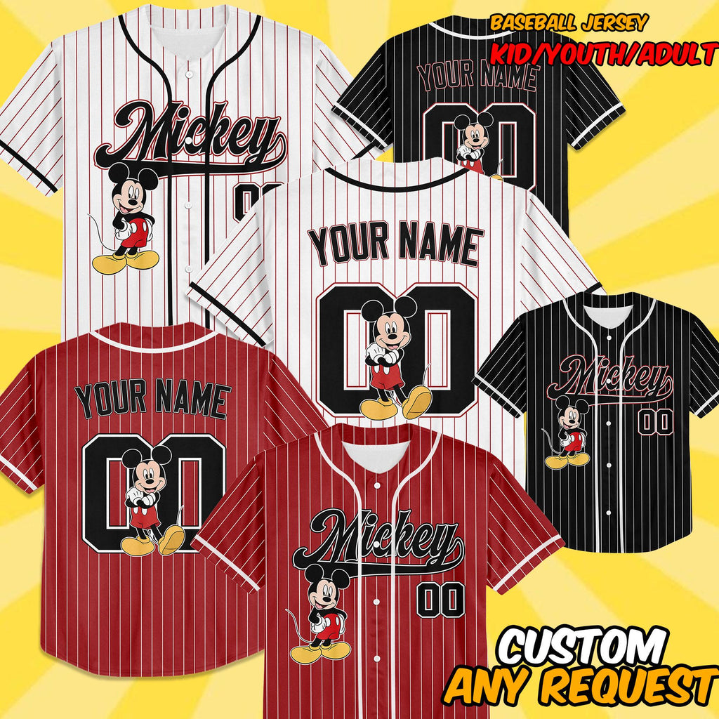 Custom Disney Mickey and Friends Special Simple Baseball Collection, Baseball Jersey Collection Choose Style Jersey Disneyland Birthday Gift