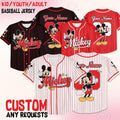 Custom Disney Mickey Mouse Collection Baseball Jersey, Disney Mickey Mouse Jersey, Disneyland Baseball Team Matching Outfit, Birthday Gift