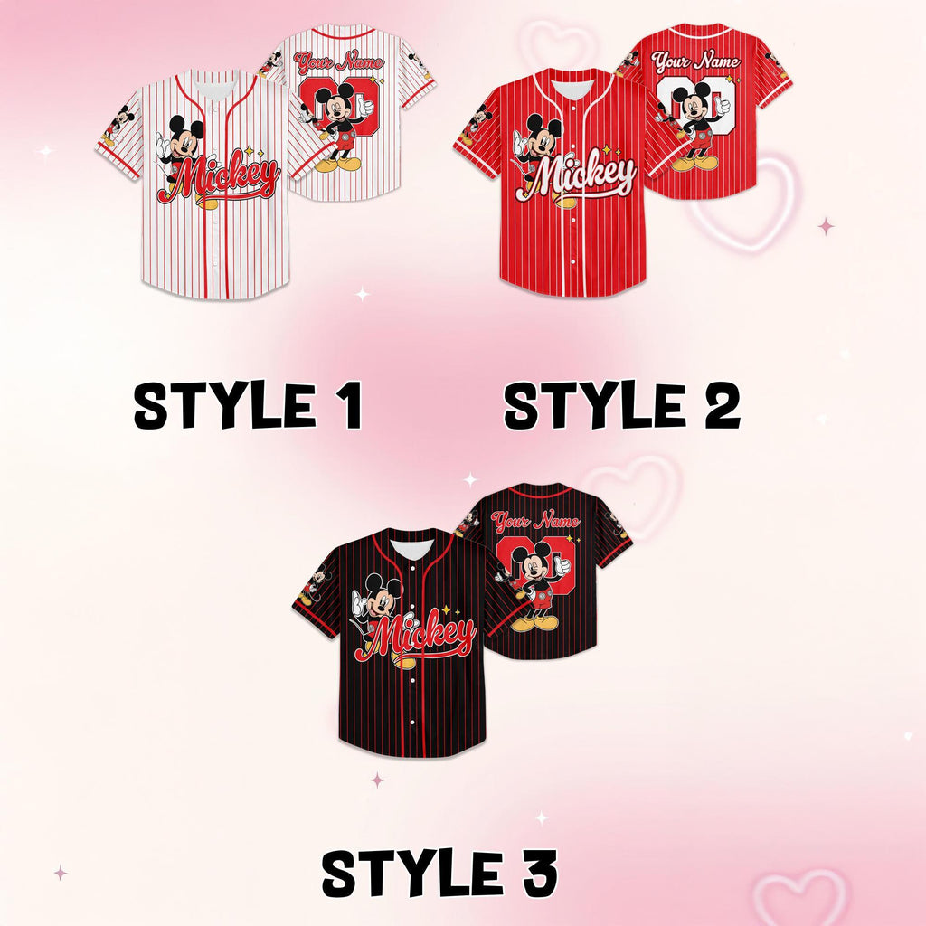 Custom Disney Mickey Mouse Collection Baseball Jersey, Disney Mickey Mouse Jersey, Disneyland Baseball Team Matching Outfit, Birthday Gift