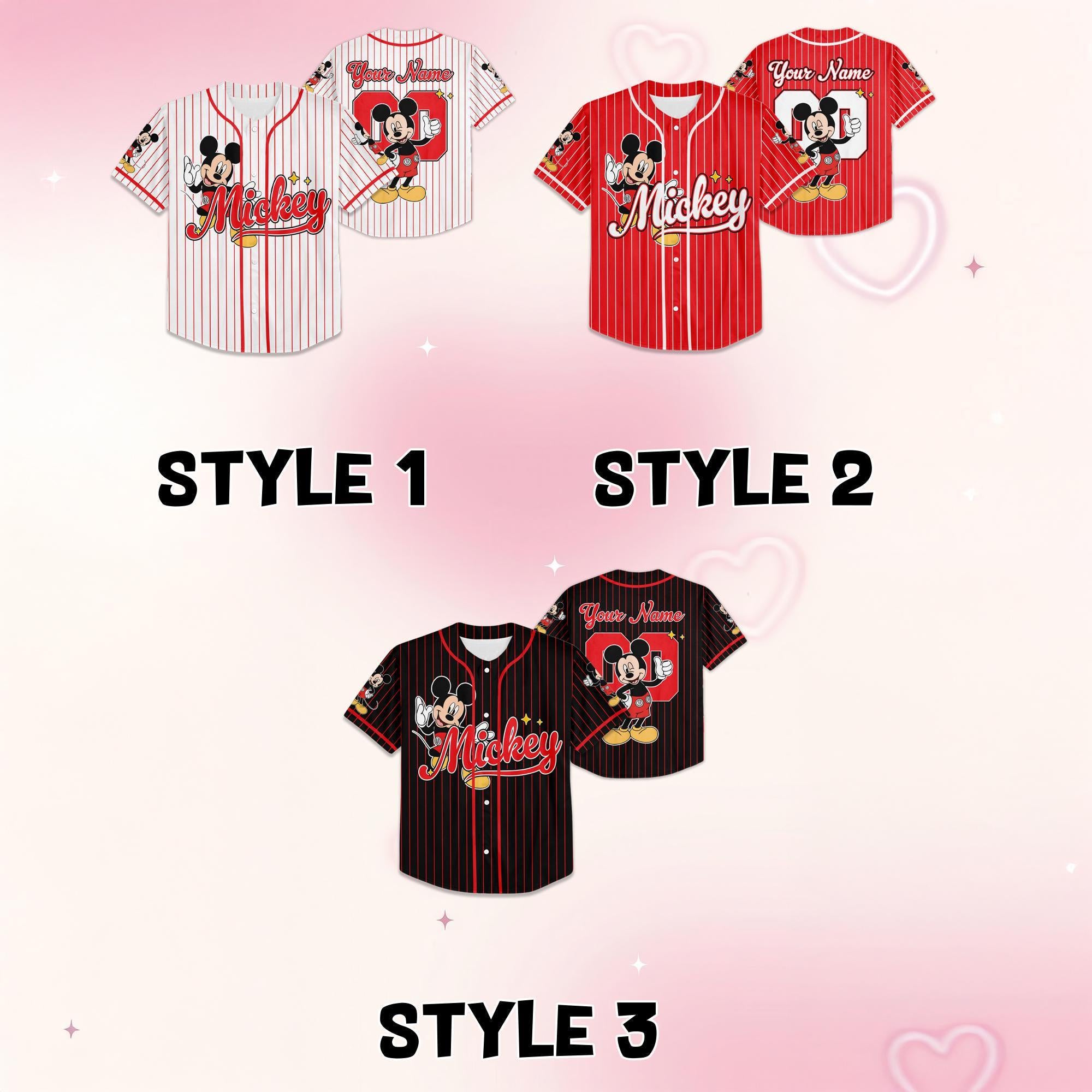 Custom Disney Mickey Mouse Collection Baseball Jersey, Disney Mickey Mouse Jersey, Disneyland Baseball Team Matching Outfit, Birthday Gift