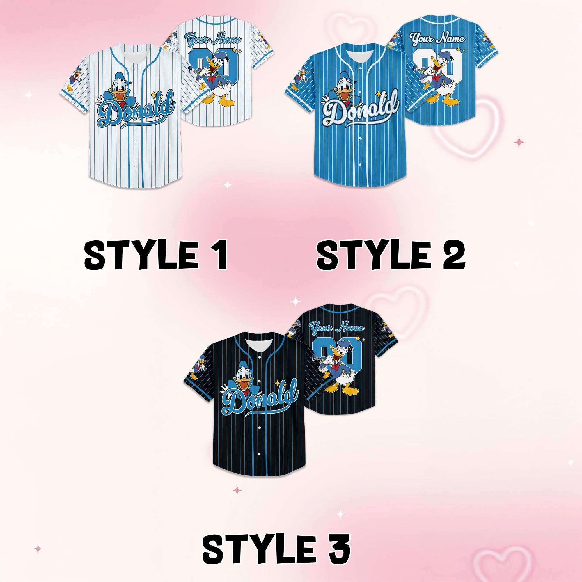 Custom Disney Donald Duck Collection Baseball Jersey, Disney Donald Duck Jersey, Disneyland Team Matching Outfit
