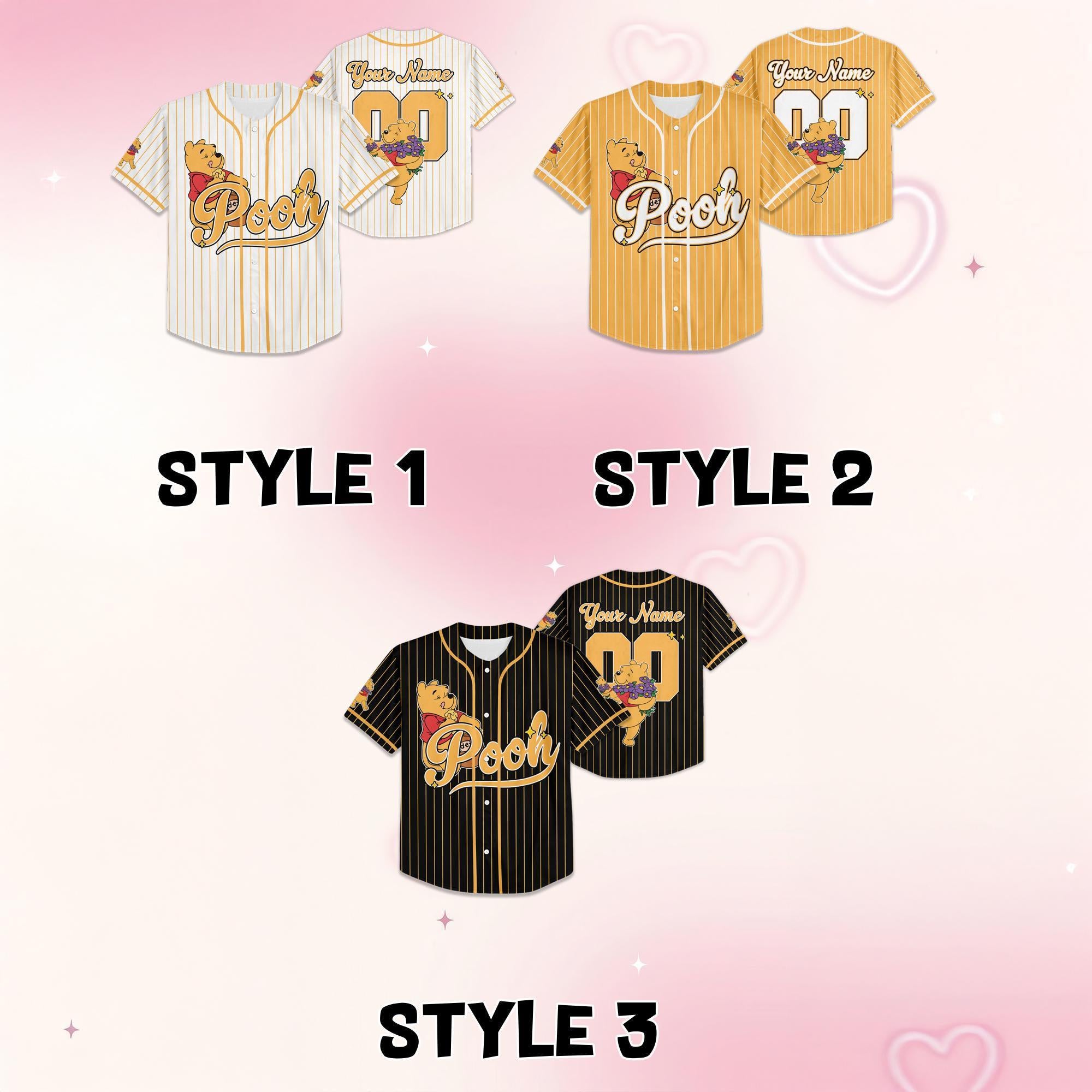 Custom Winnie The Pooh Collection Baseball Jersey, Disney Winnie Tthe Pooh Jersey Shirt, Pooh Kid Youth Adult Baseball Jersey.