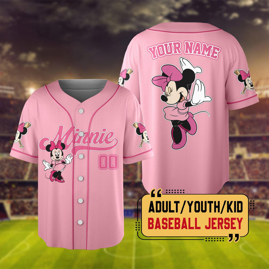 Personalize Disney Mickey & Friends Baseball Jersey, Custom Disneyland Baseball Team Shirt, Mickey Mouse Birthday, Gift for Disney Fans
