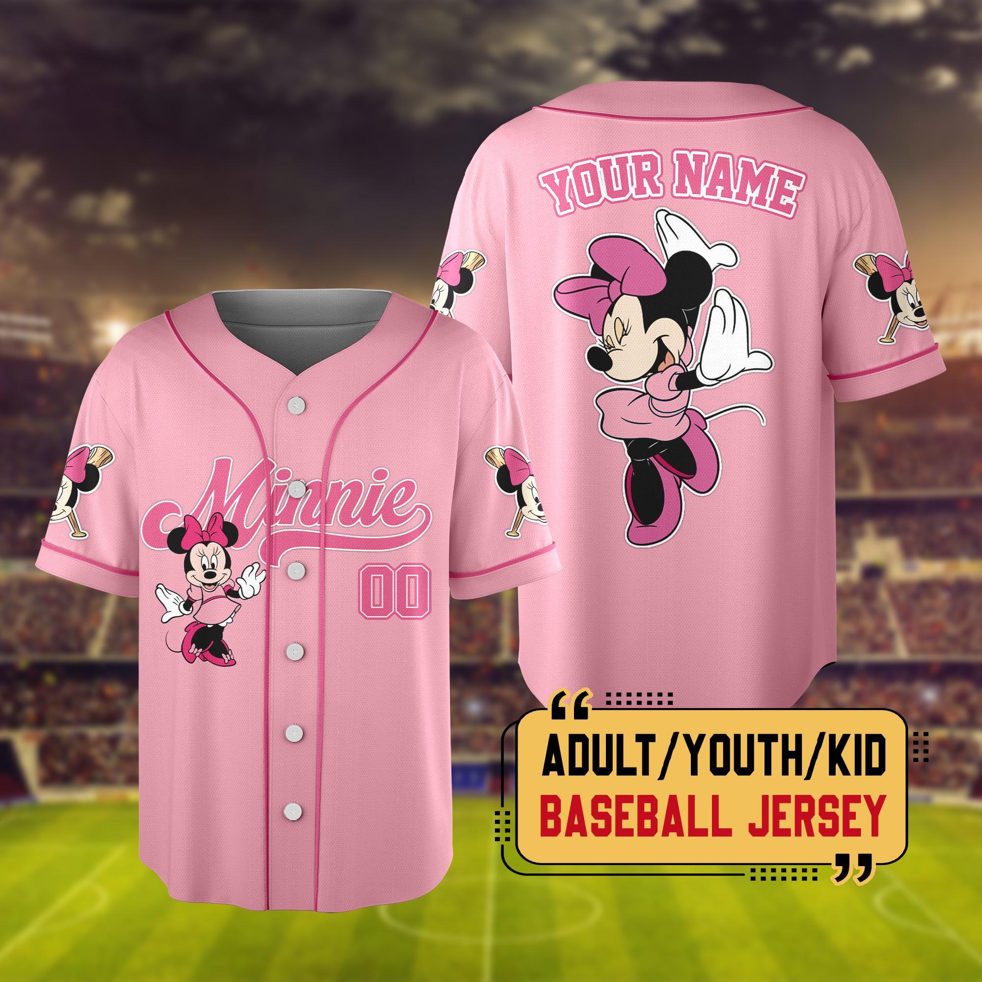 Personalize Disney Mickey & Friends Baseball Jersey, Custom Disneyland Baseball Team Shirt, Mickey Mouse Birthday, Gift for Disney Fans