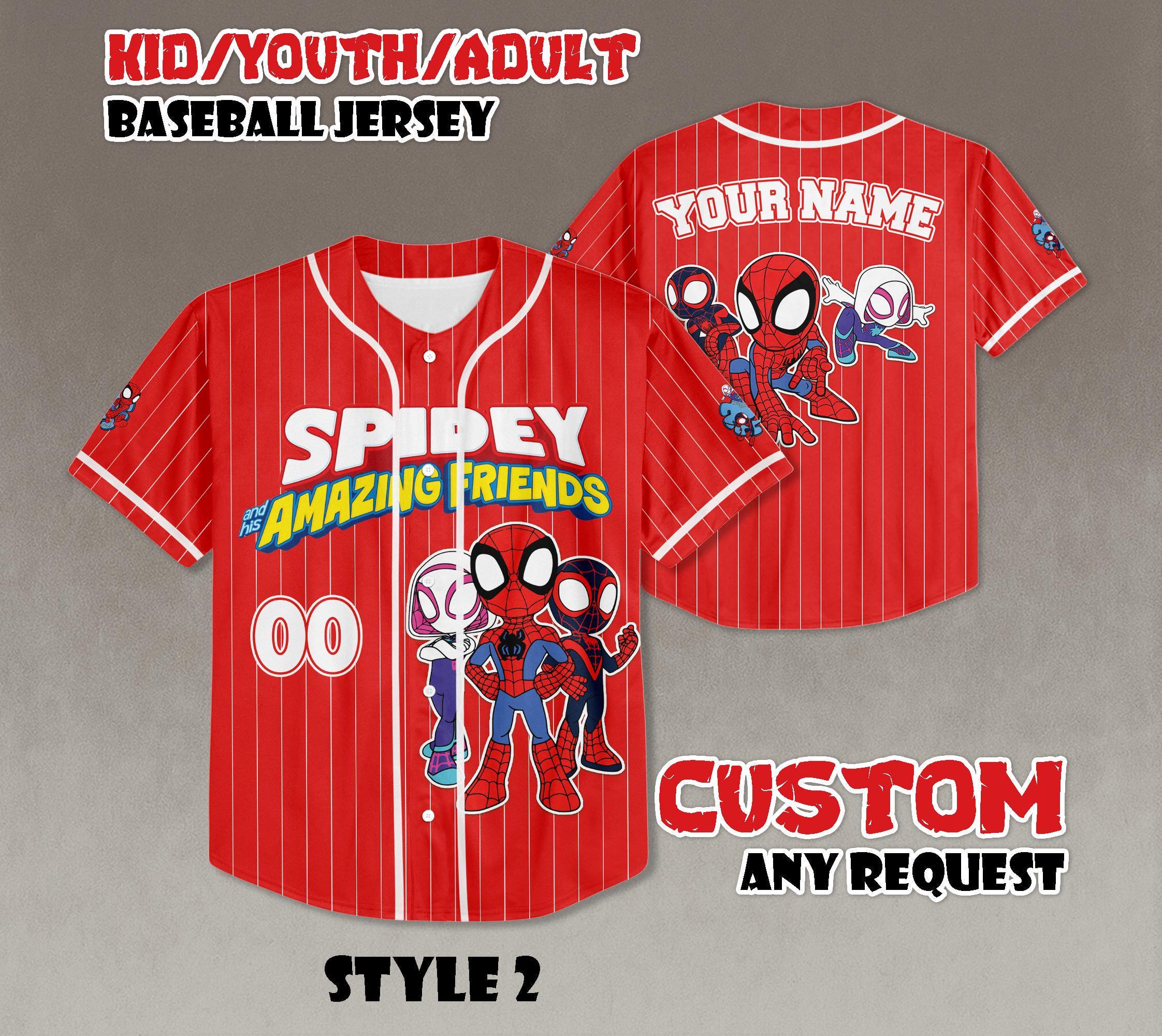 Custom Spidey and Friends Baseball Jersey, Superhero Team Shirt