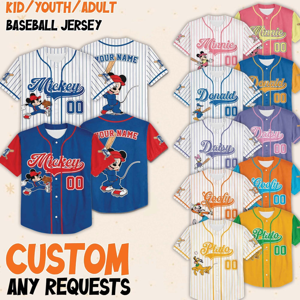 Custom Name & Number Disney Mickey and Friends Special Baseball Collection, Choose Style Jersey, Disneyland Birthday Gift, Disney Lover