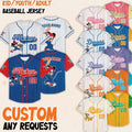 Custom Name & Number Disney Mickey and Friends Special Baseball Collection, Choose Style Jersey, Disneyland Birthday Gift, Disney Lover