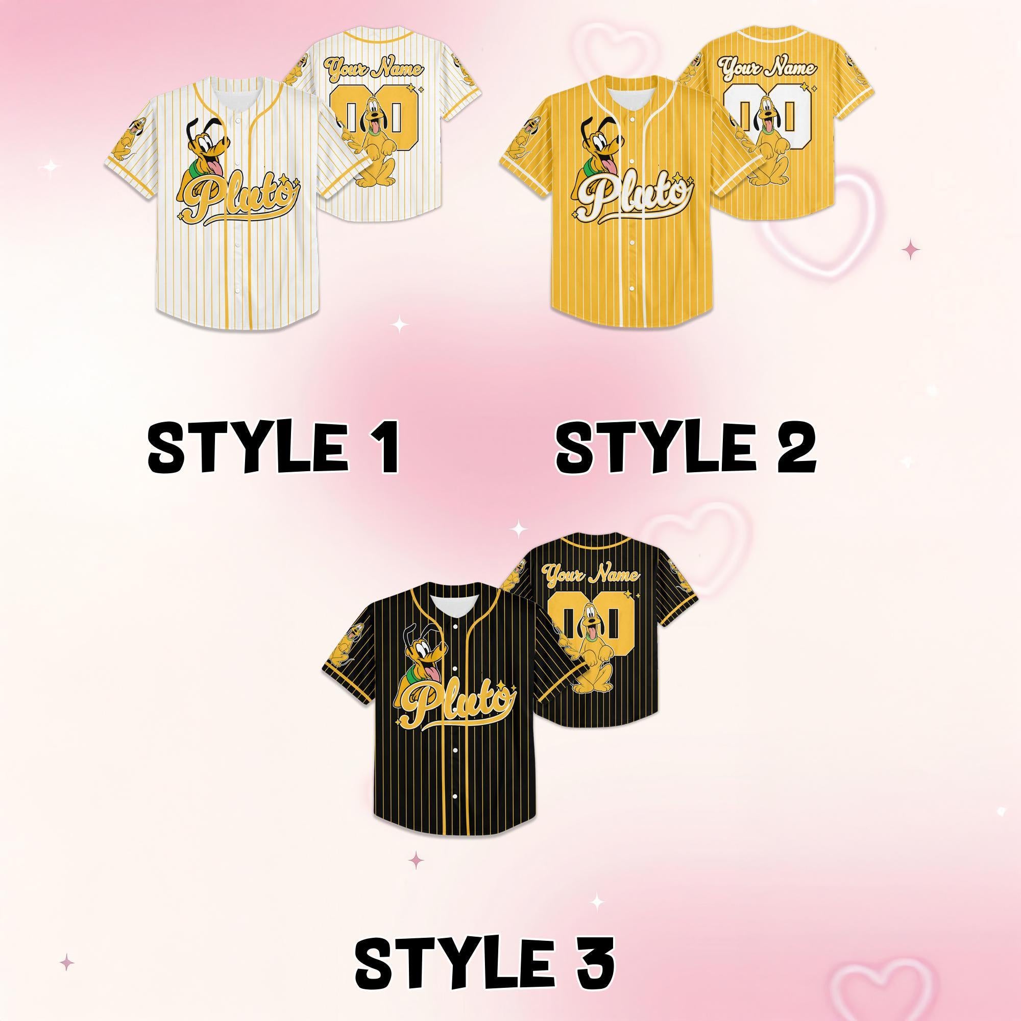 Custom Disney Pluto Dog Collection Baseball Jersey, Disney Pluto Jersey, Disneyland Baseball Team Matching Outfit, Birthday Gift