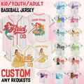 Custom Disney Princess Collection Baseball Jersey, Disney Game Day Kid Adult Jersey, Gift For Baseball Fan, Disney Princess Matching Gift