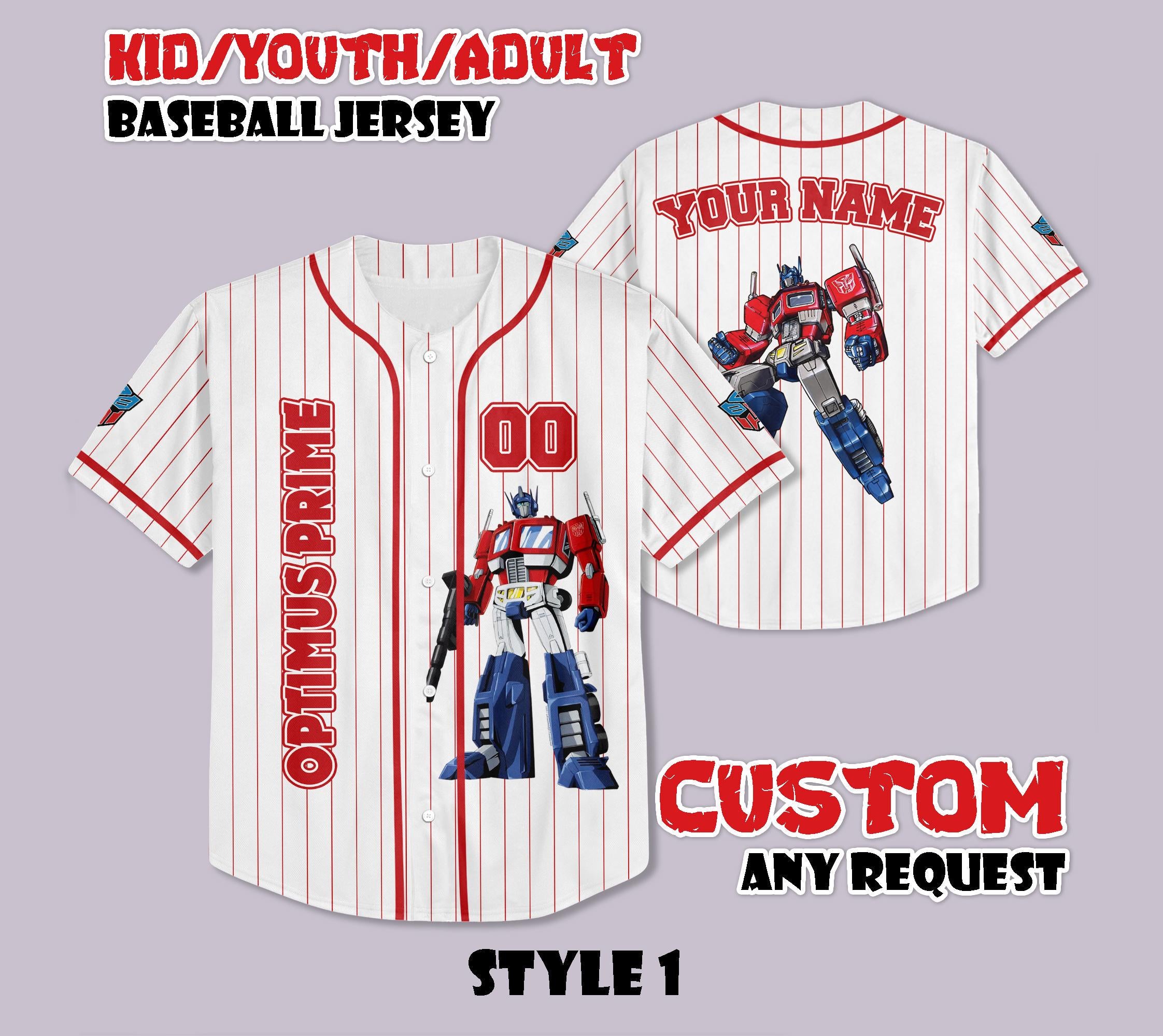 Custom Optimus Prime Baseball Jersey, Vintage Robot Shirt