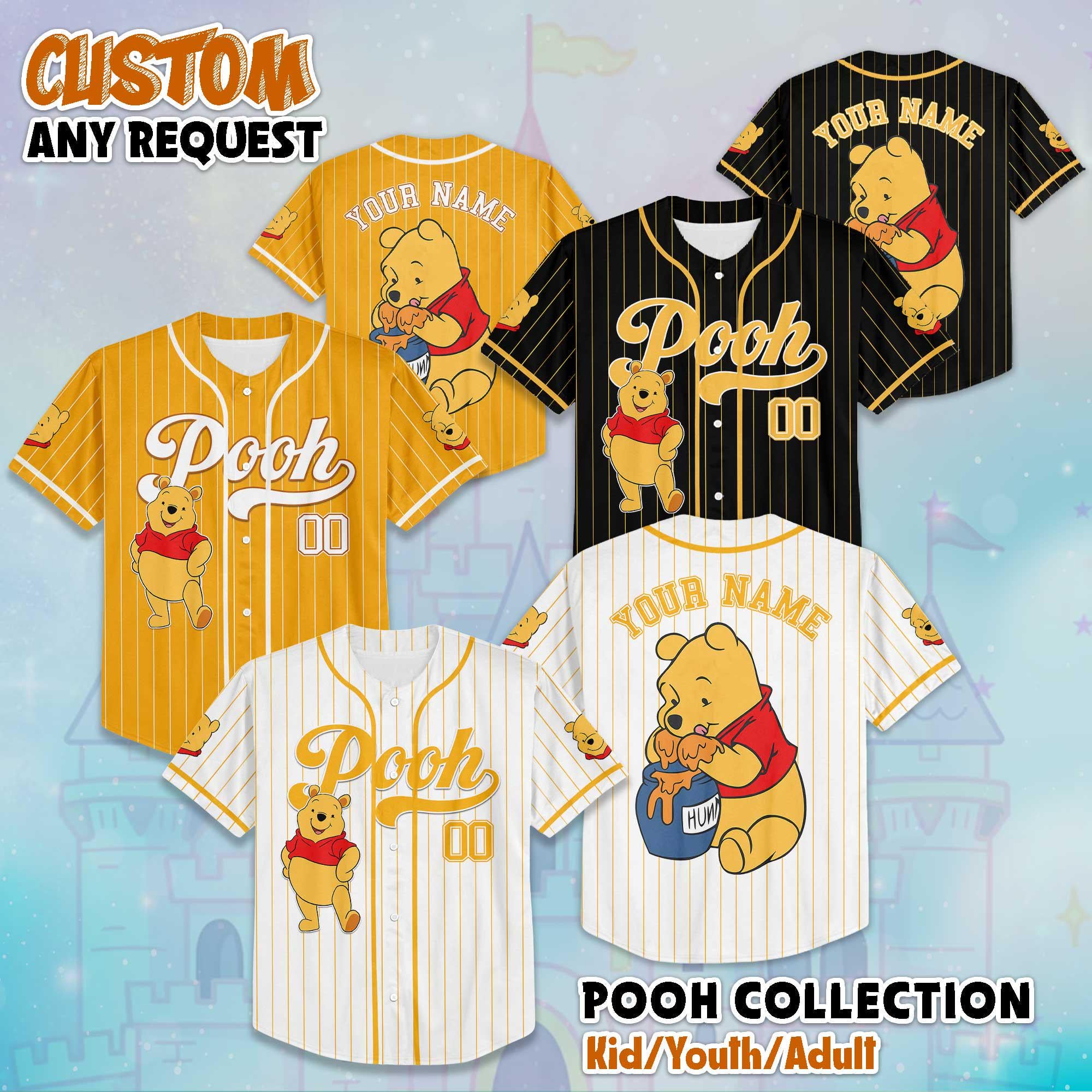 Custom Winnie the Pooh Baseball Jersey, Disney Winnie the Pooh Jersey Shirt, Disney Baseball Jersey Sports Gifts For Fans