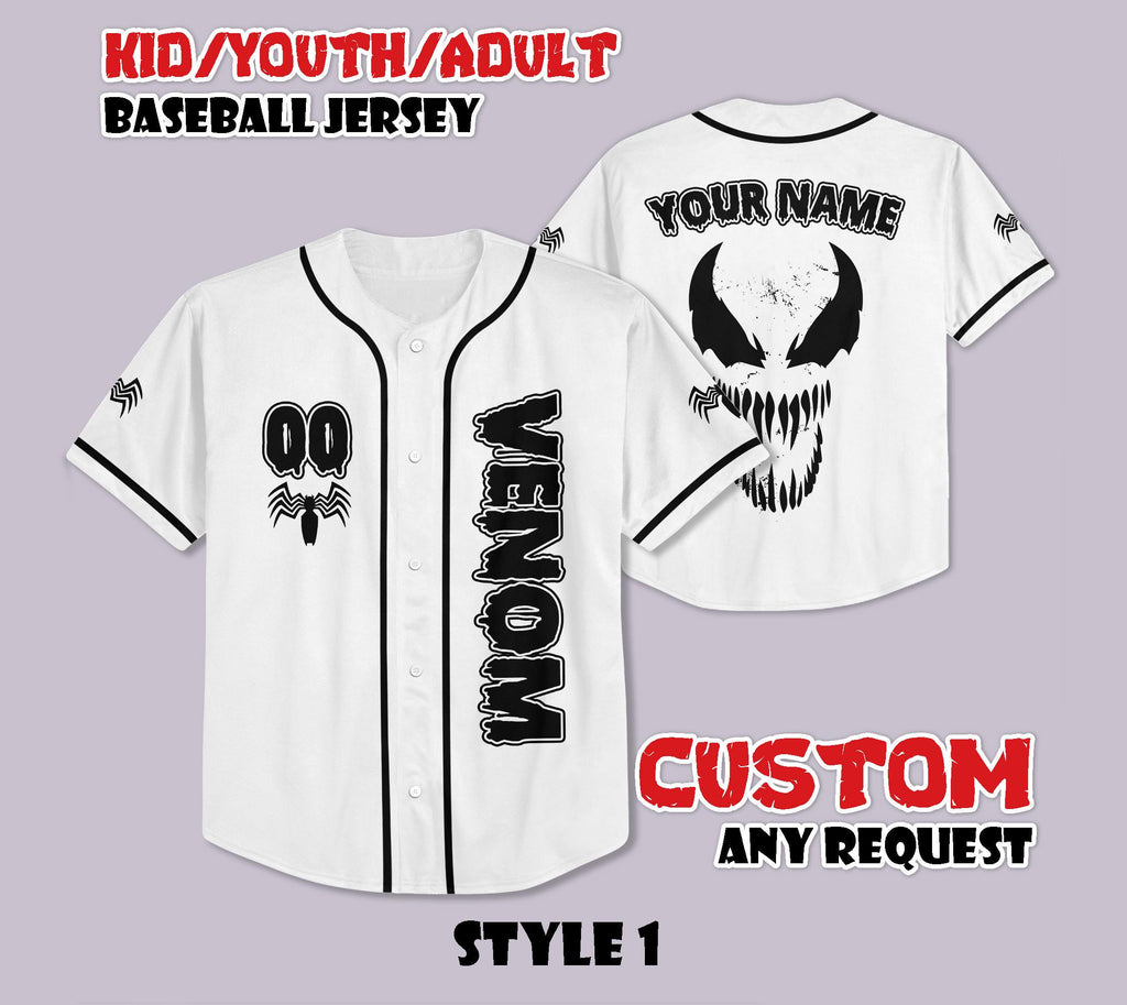 Custom Venom Baseball Jersey, Horror Halloween Shirt