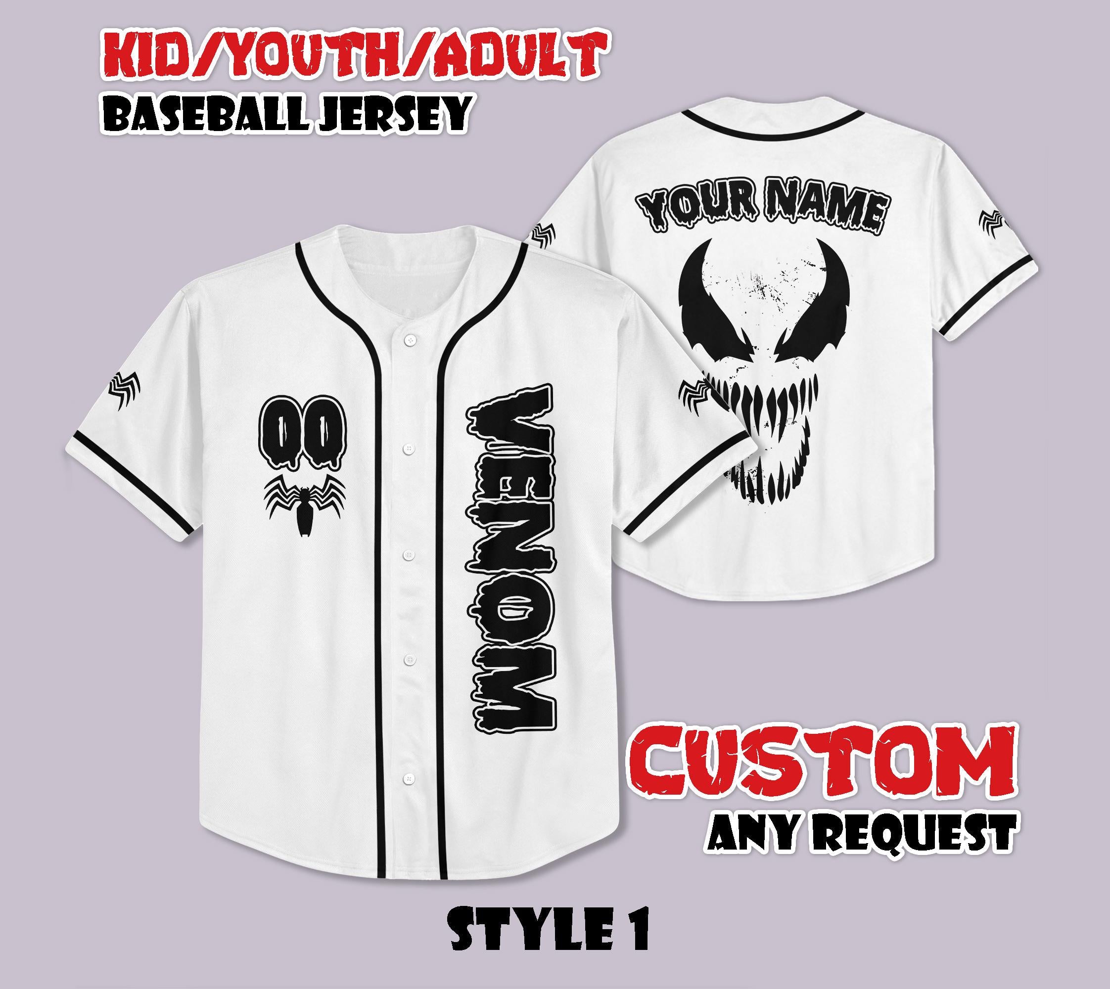 Custom Venom Baseball Jersey, Horror Halloween Shirt