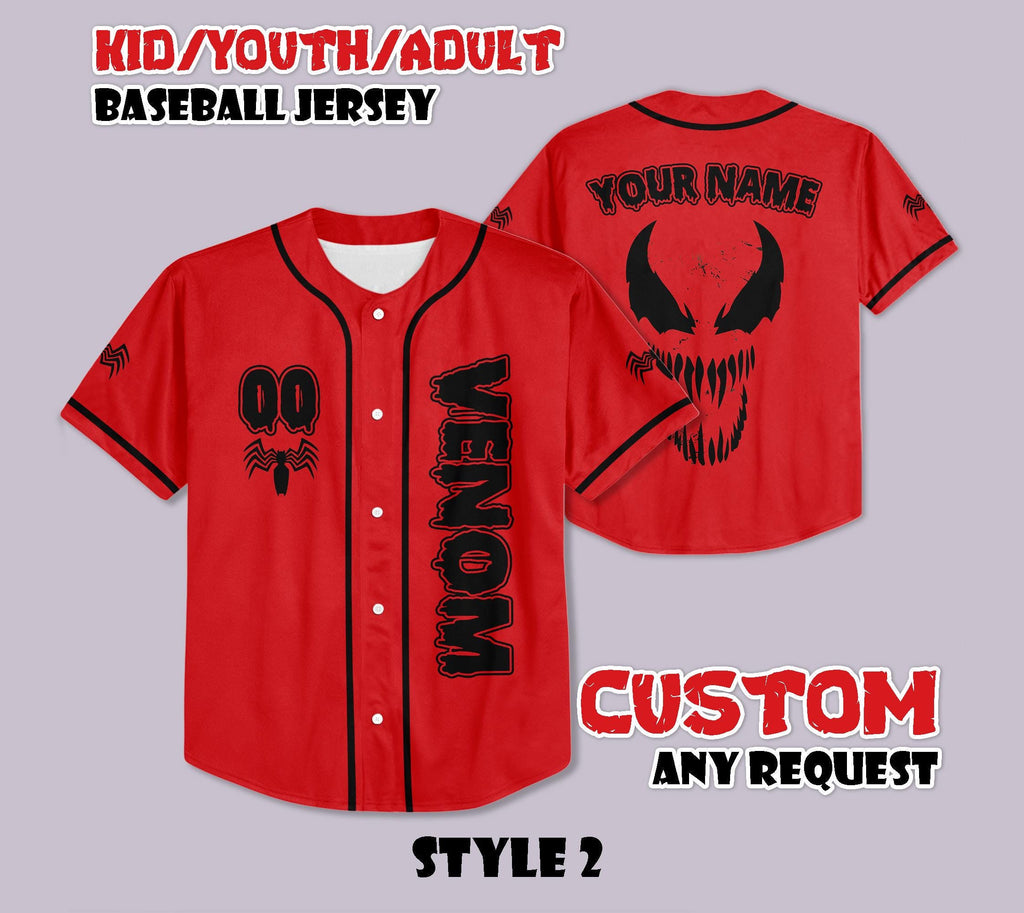 Custom Venom Baseball Jersey, Horror Halloween Shirt