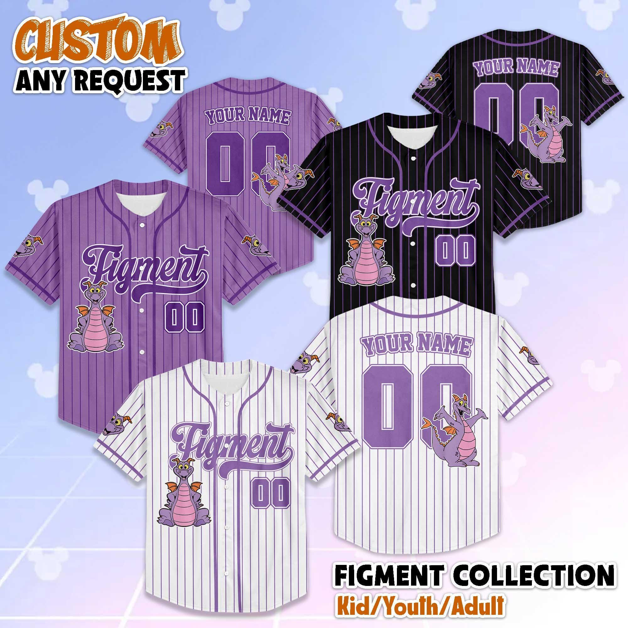 Personalized Figment Baseball Jersey, Custom Epcot Figment Collection Shirt, Disney Dragon Jersey, Gift for Disney Parks Fans