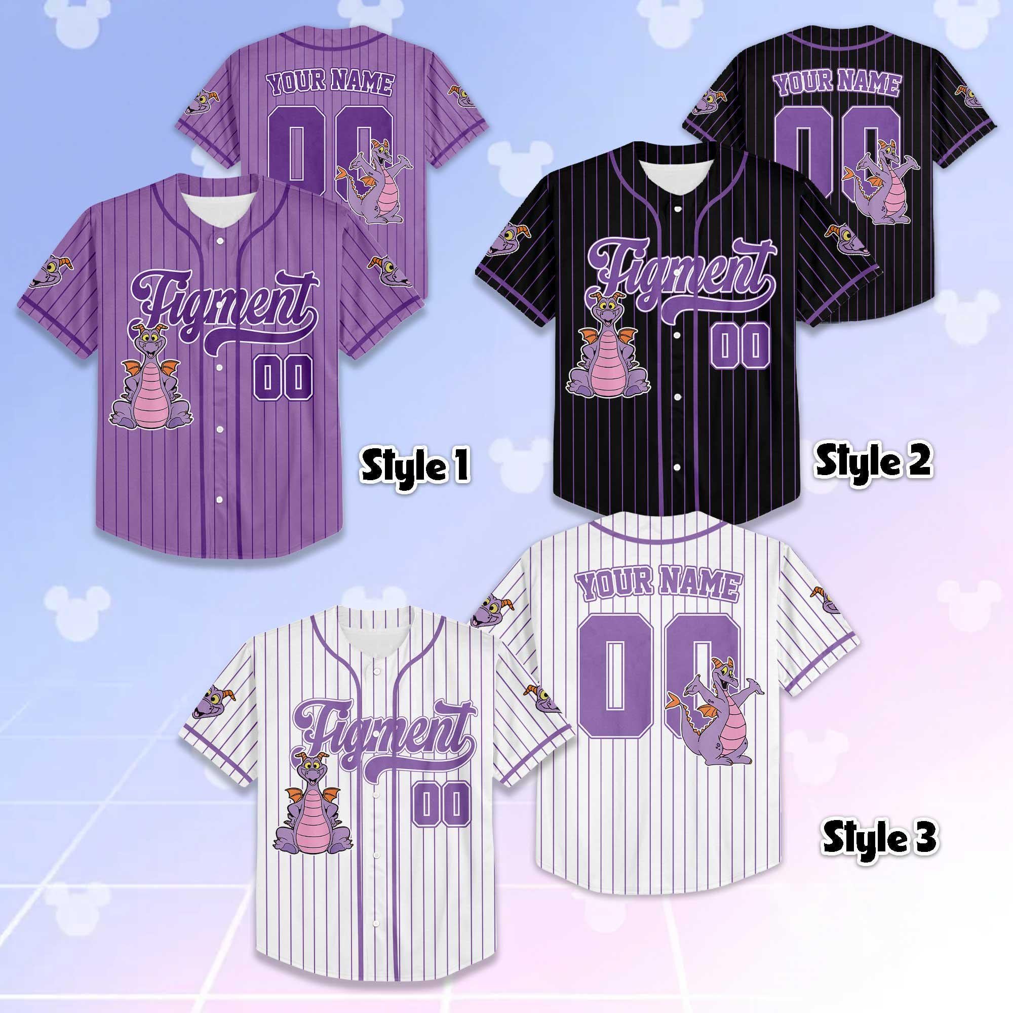 Personalized Figment Baseball Jersey, Custom Epcot Figment Collection Shirt, Disney Dragon Jersey, Gift for Disney Parks Fans