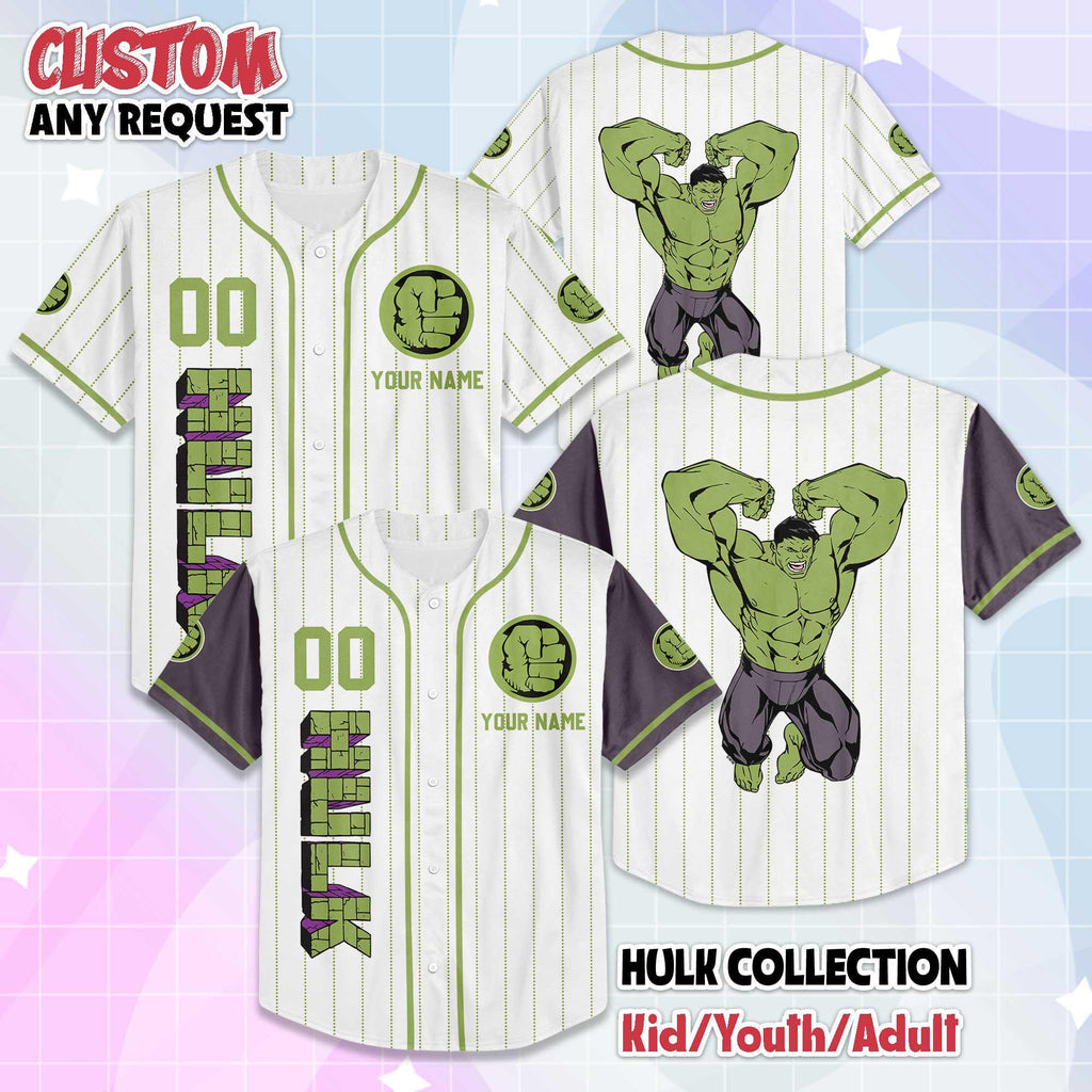 Custom The Hulk Baseball Jersey, Disney The Hulk Baseball Shirt, Matching Disney Trip Outfit, Disney Birthday Gift