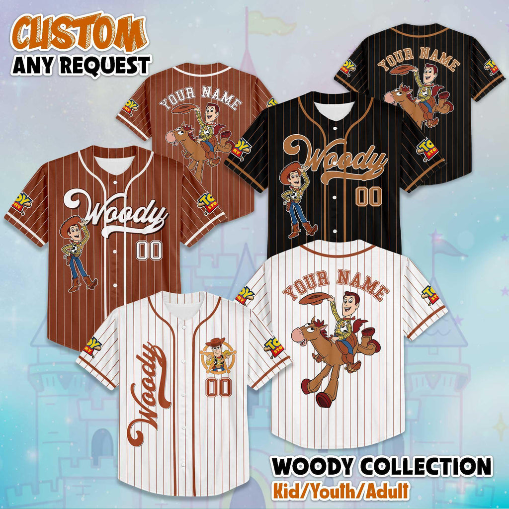 Custom Woody Collection Baseball Jersey, Disney Toy Story Woody Jersey Shirt, Disney Baseball Jersey Sports Gifts For Fans