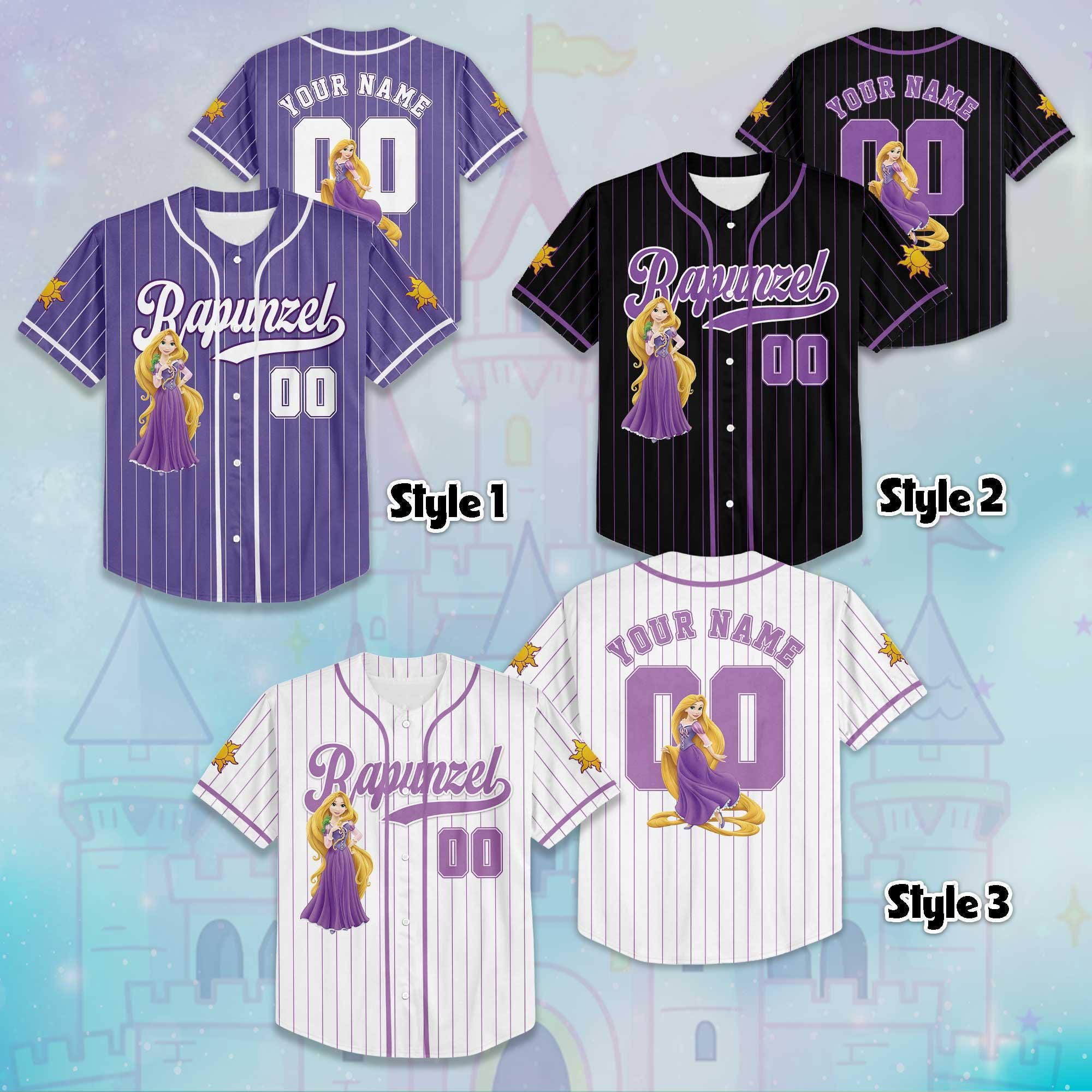 Custom Rapunzel Collection Baseball Jersey, Disney Princess Rapunzel Jersey, Disney Baseball Jersey Sports Cute Gifts For Fans
