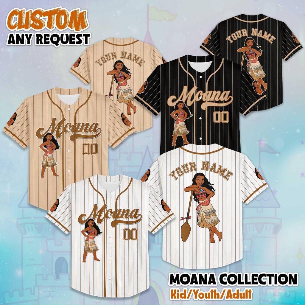 Personalized Disney Moana Baseball Jersey, Custom Moana Jersey for Disney Fans, Disneyland Birthday Gift, Disney Baseball Team Outfit
