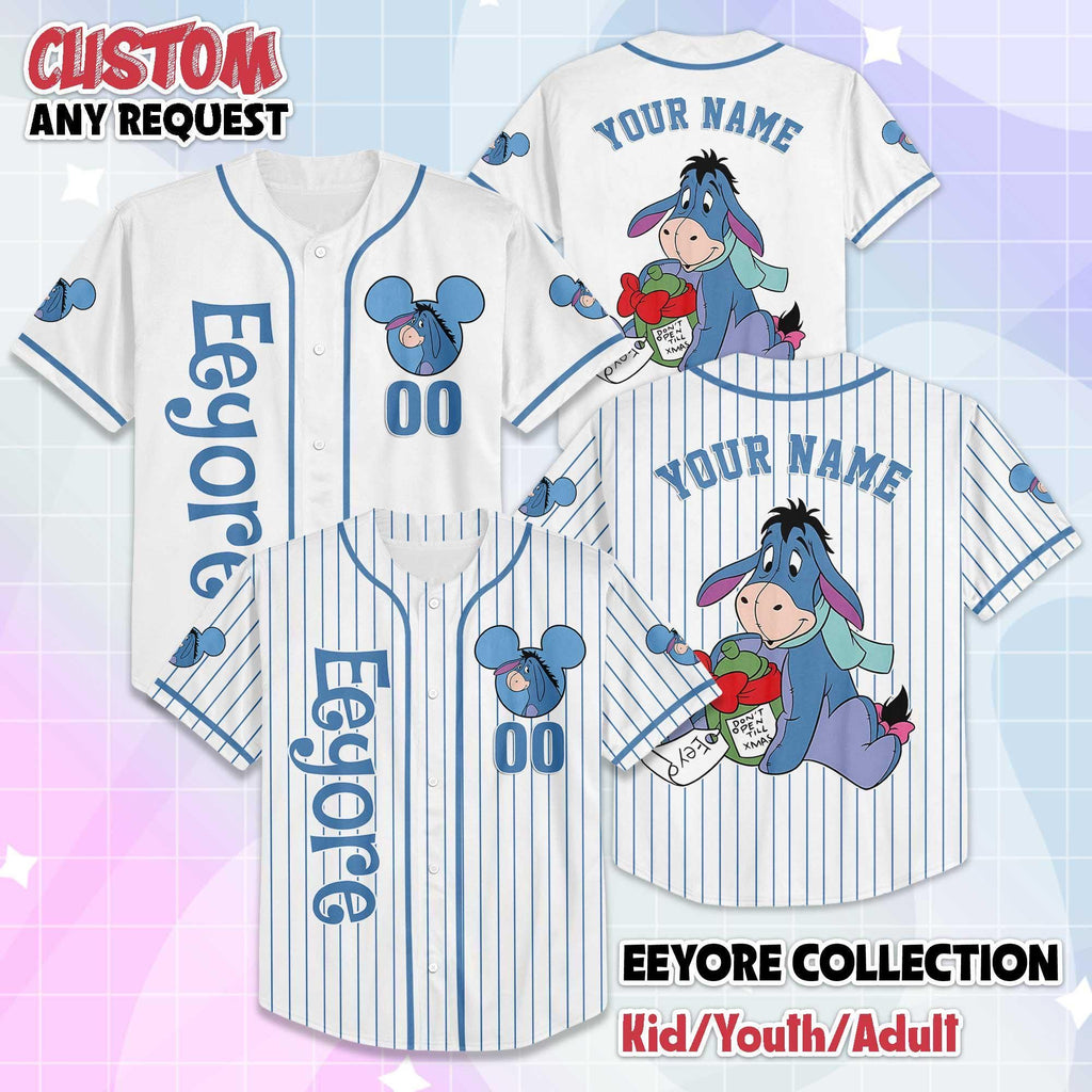 Custom Eeyore Baseball Jersey, Disney Winnie the Pooh Jersey, Personalized Eeyore Shirt, Family Matching Outfit, Gift For Disney Fans