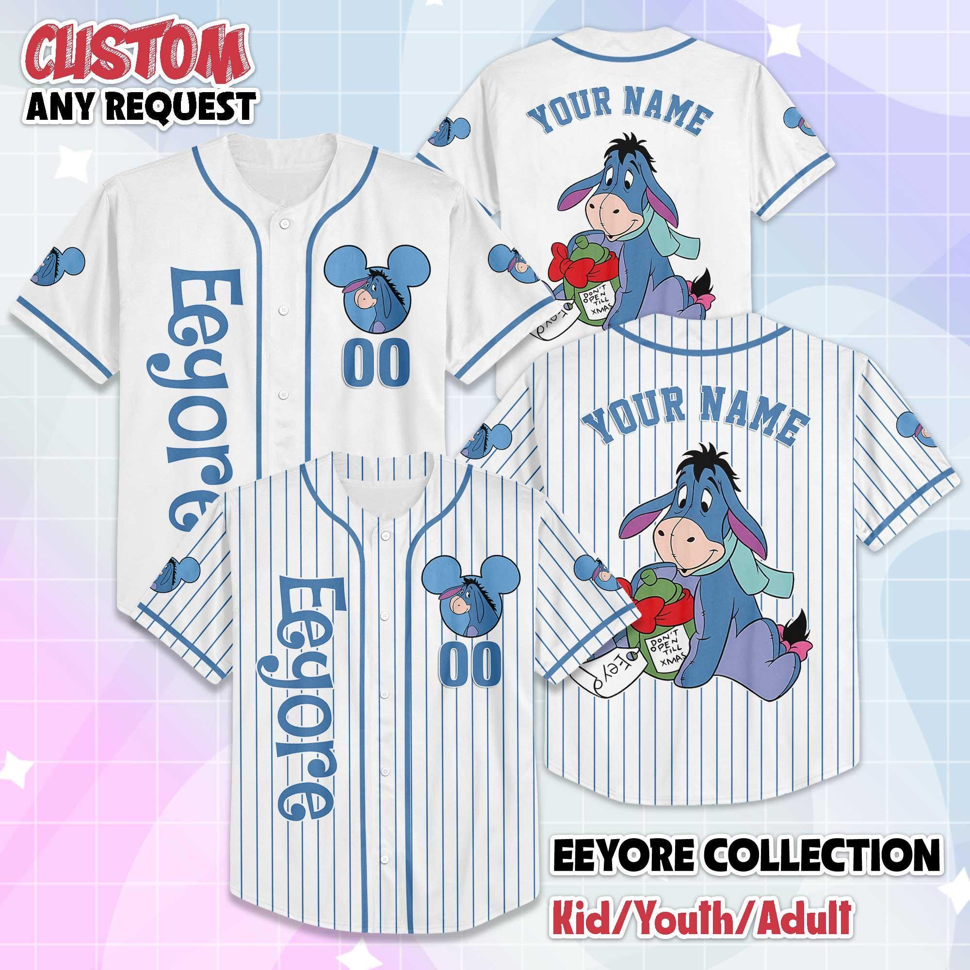 Custom Eeyore Baseball Jersey, Disney Winnie the Pooh Jersey, Personalized Eeyore Shirt, Family Matching Outfit, Gift For Disney Fans