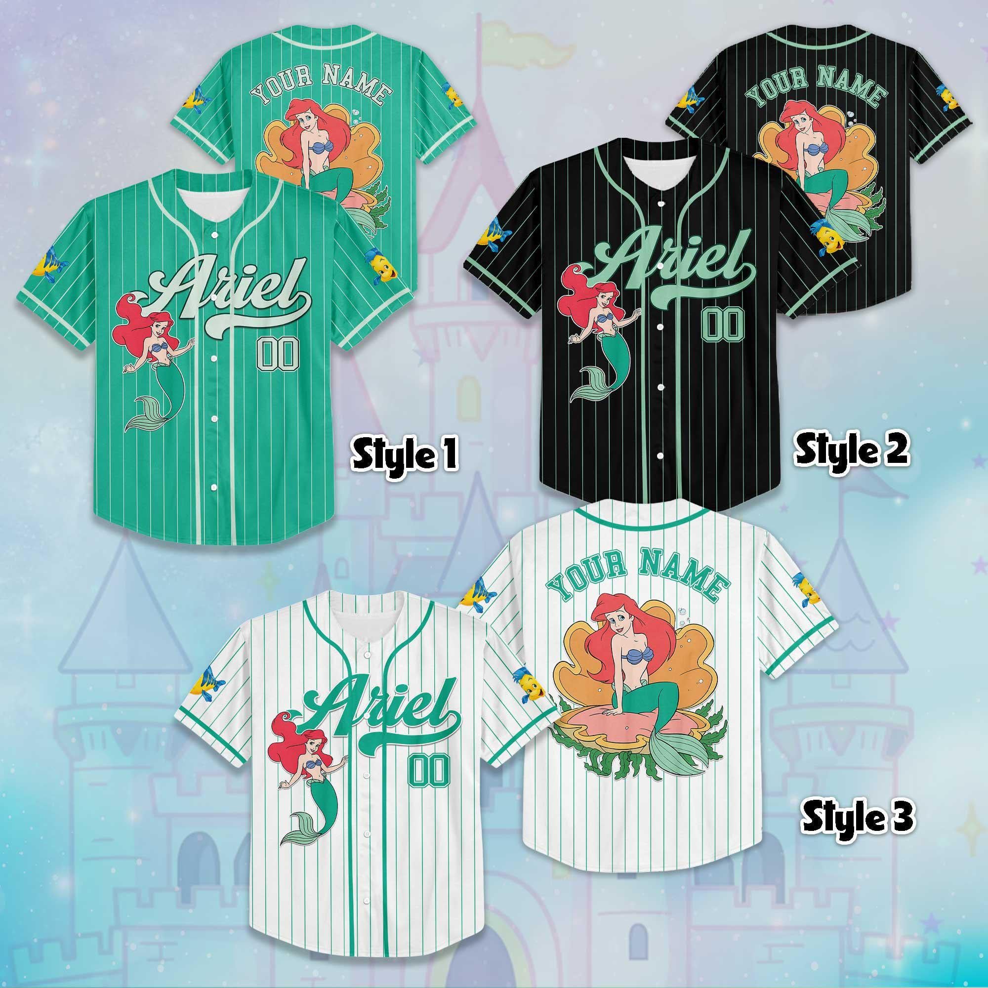 Custom Ariel Collection Baseball Jersey, Disney The Little Mermaid Ariel Jersey, Disney Baseball Jersey Sports Cute Gifts For Fans