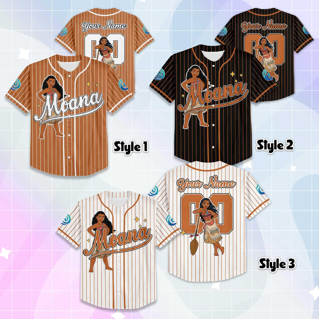 Personalized Moana Baseball Jersey, Custom Captain Disney Princess Moana Jersey, Matching Disney Trip Outfit, Disney Baseball Team Shirt