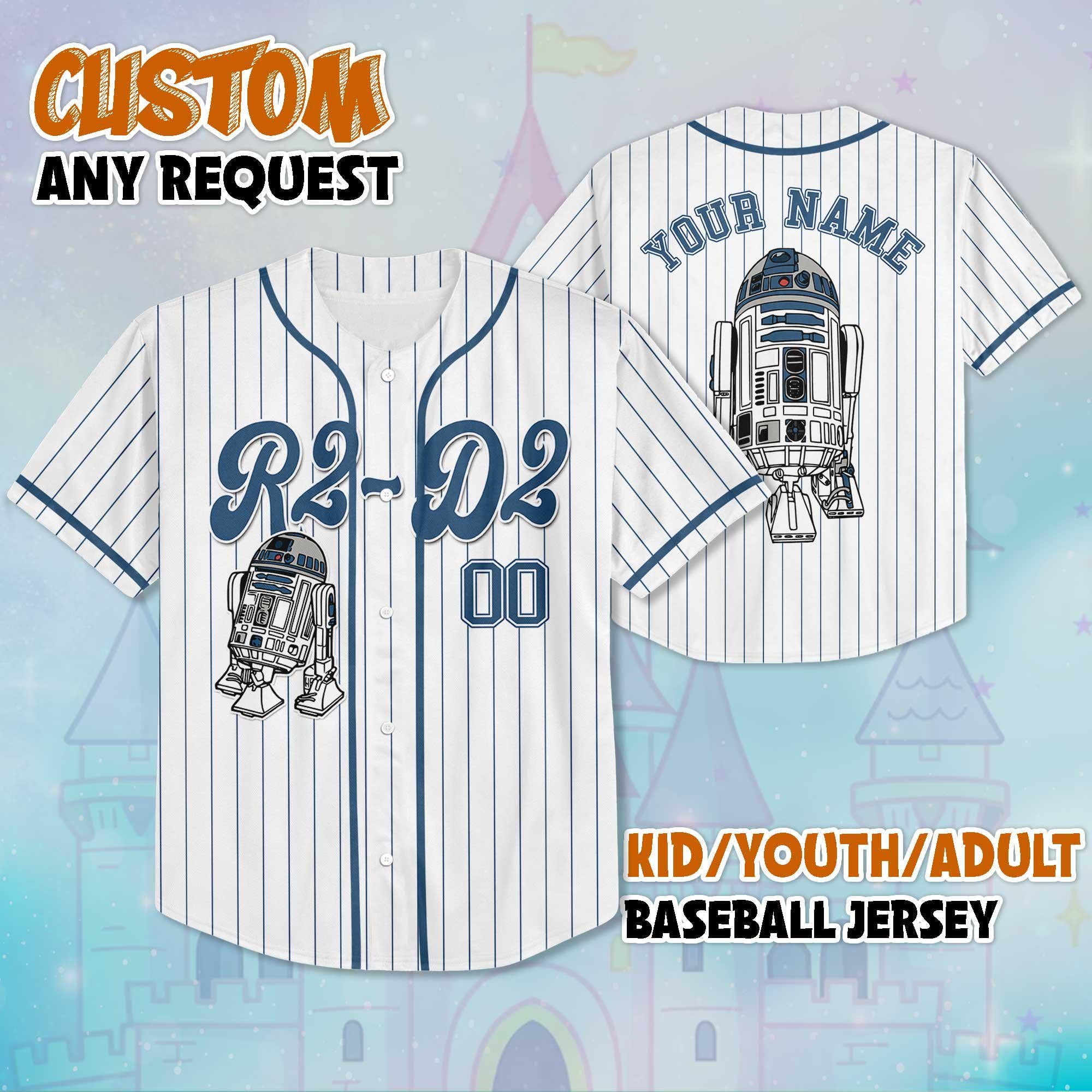 Personalized Star Wars R2-D2 Astromech Droid Baseball Jersey, Adult Disney Baseball Jersey Sports Cute Gifts For Fans Disney