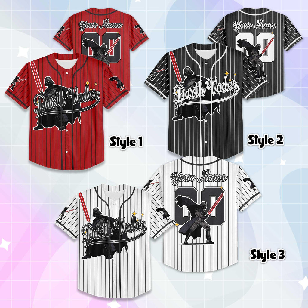Personalized Darth Vader Collection Baseball Jersey, Custom Star Wars Baseball Shirt, Matching Disney Trip Outfit, Baseball Team Shirt