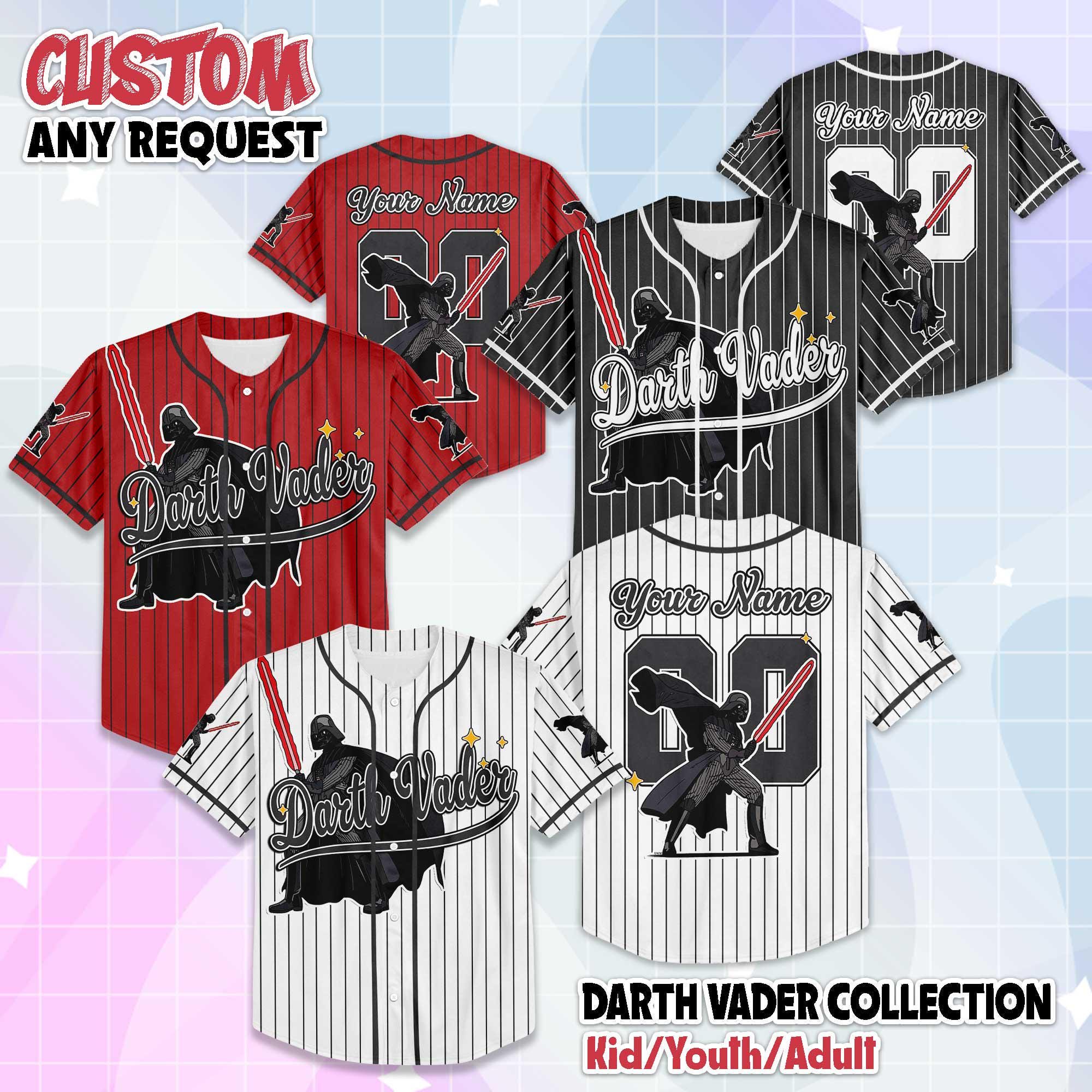 Personalized Darth Vader Collection Baseball Jersey, Custom Star Wars Baseball Shirt, Matching Disney Trip Outfit, Baseball Team Shirt