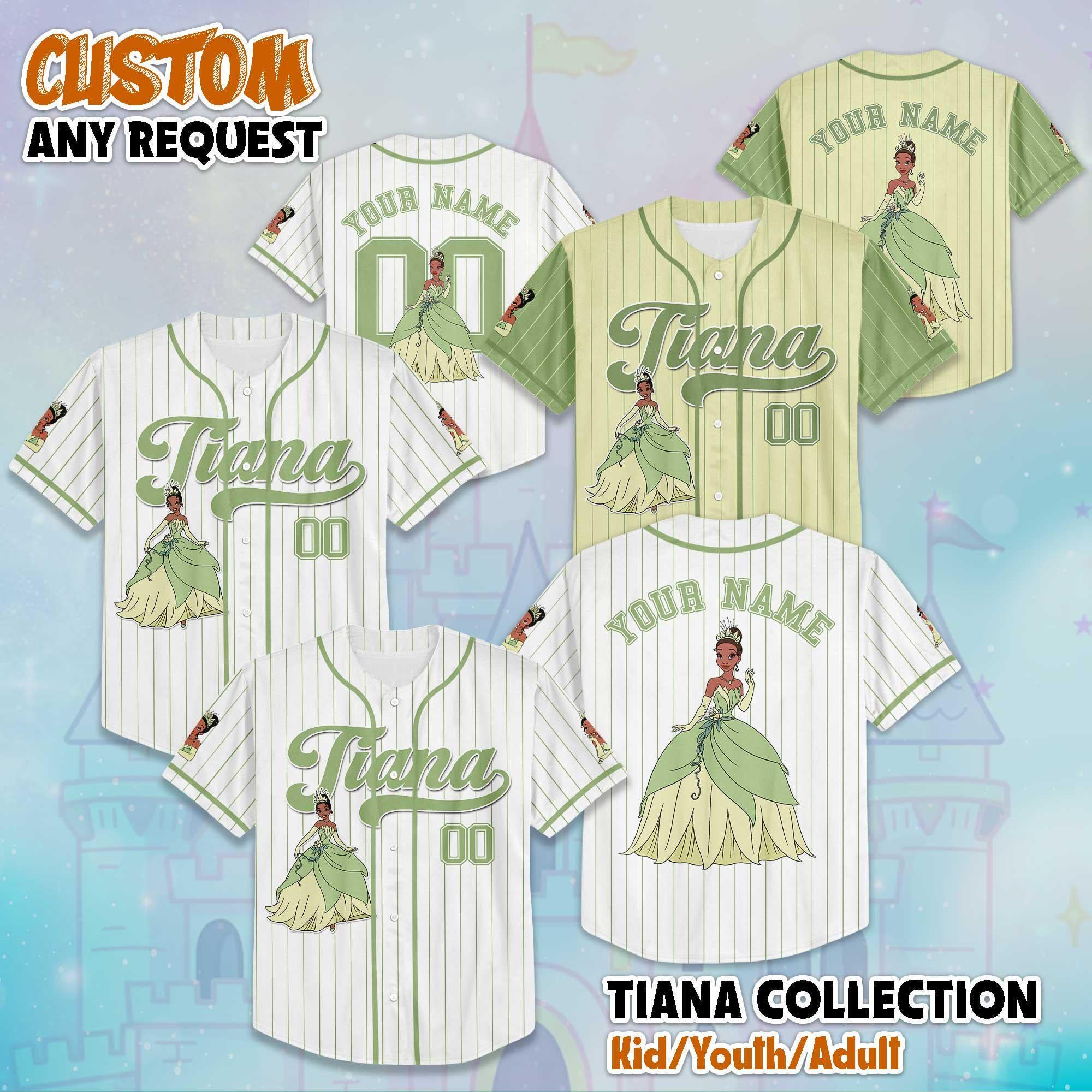 Custom Tiana The Princess and the Frog Baseball Jersey, Disney Princess Tiana Jersey, Disney Baseball Jersey Sports Cute Gifts For Fans