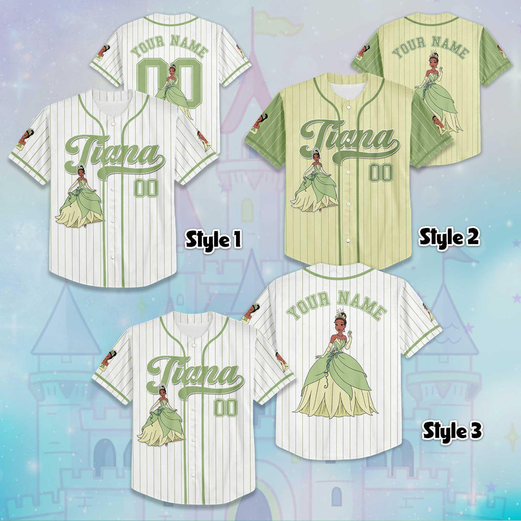 Custom Tiana The Princess and the Frog Baseball Jersey, Disney Princess Tiana Jersey, Disney Baseball Jersey Sports Cute Gifts For Fans