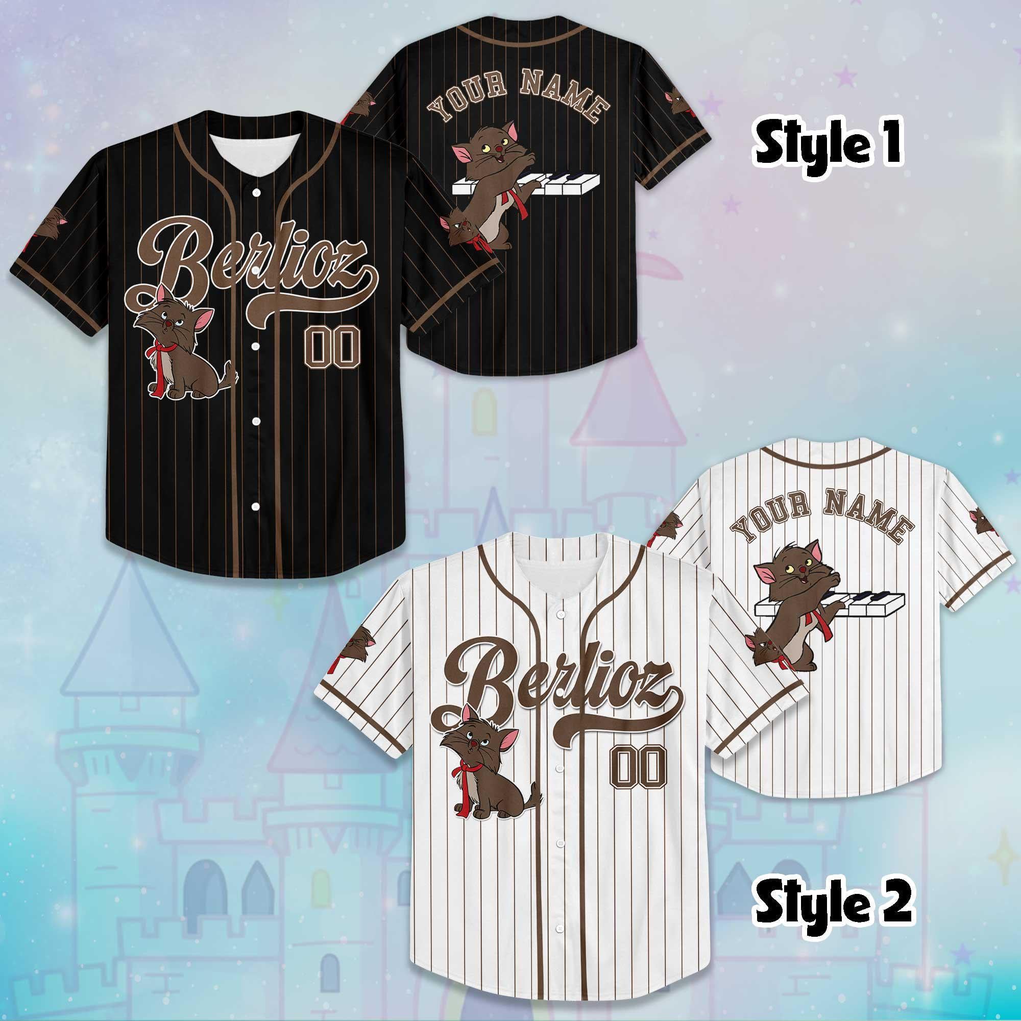 Custom Berlioz The Aristocats Baseball Jersey, Disney Berlioz Jersey, Disney Baseball Jersey Sports Cute Gifts For Fans, Disneyland Jersey