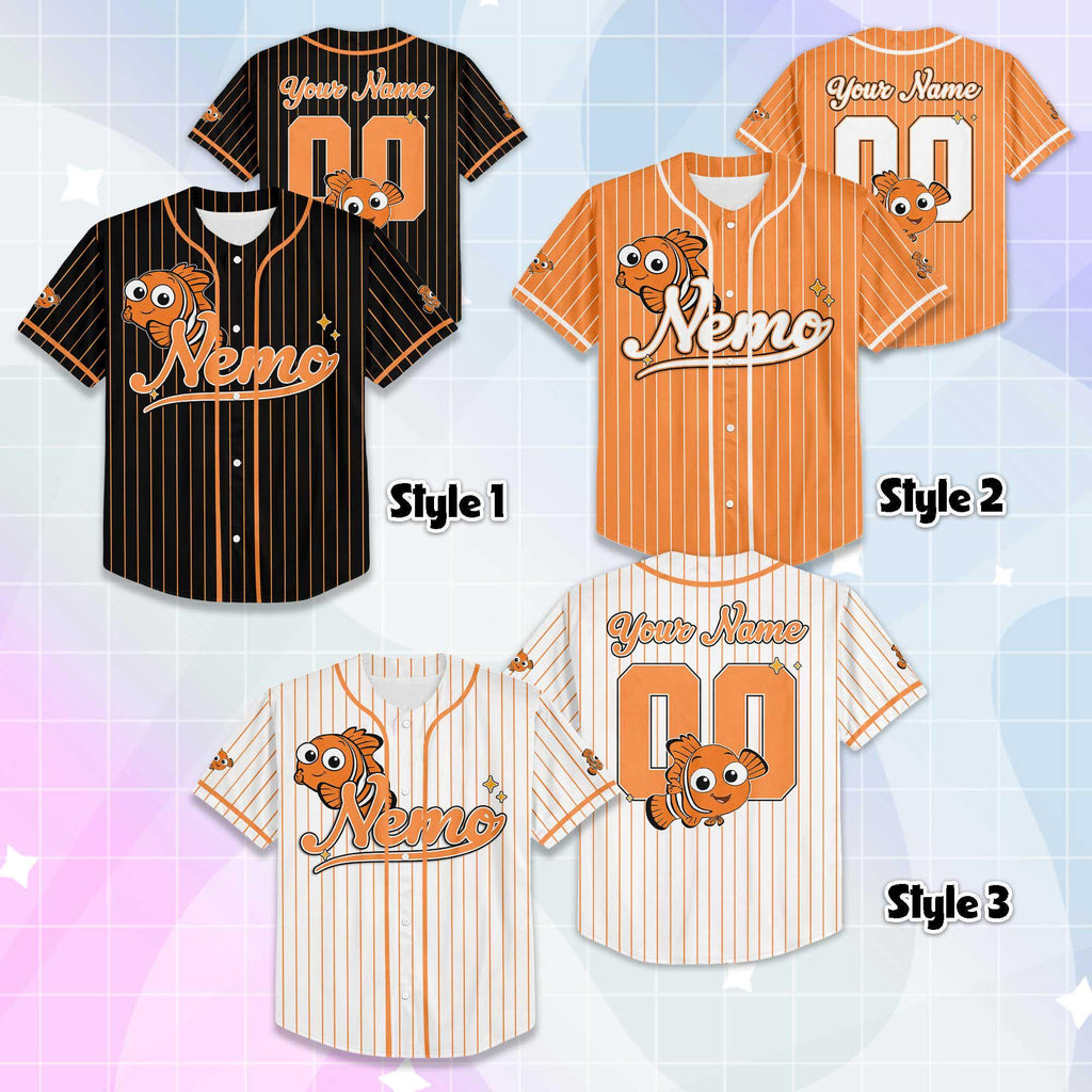 Custom Nemo Baseball Jersey, Disney Finding Nemo Baseball Shirt, Matching Disney Trip Outfit, Disneyland Birthday Gift