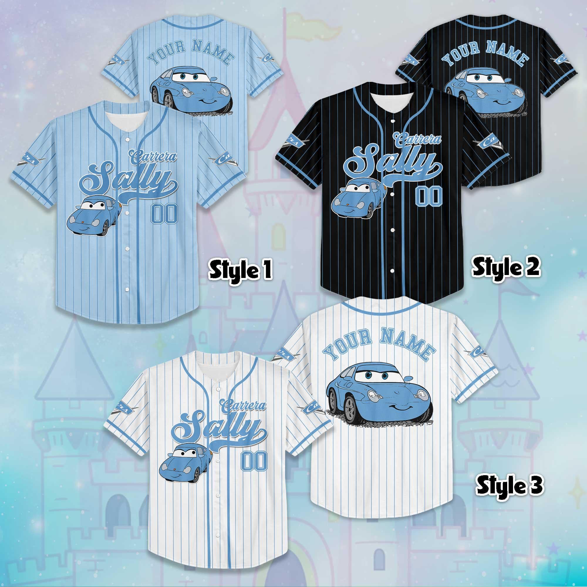 Personalized Sally Carrera Baseball Jersey, Custom Disney Cars Sally Carrera Sports Jersey for Disney Fans, Unique Disneyland Birthday Gift