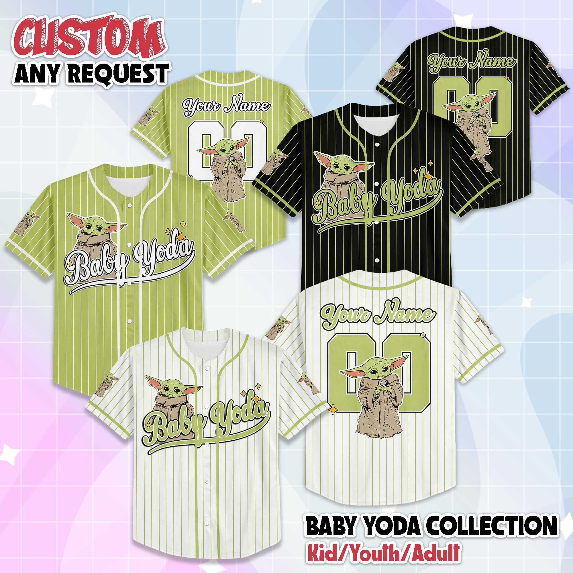 Personalized Baby Yoda Collection Baseball Jersey, Custom Star Wars Team Jersey, Baseball Team Outfit, Matching Family Shirt