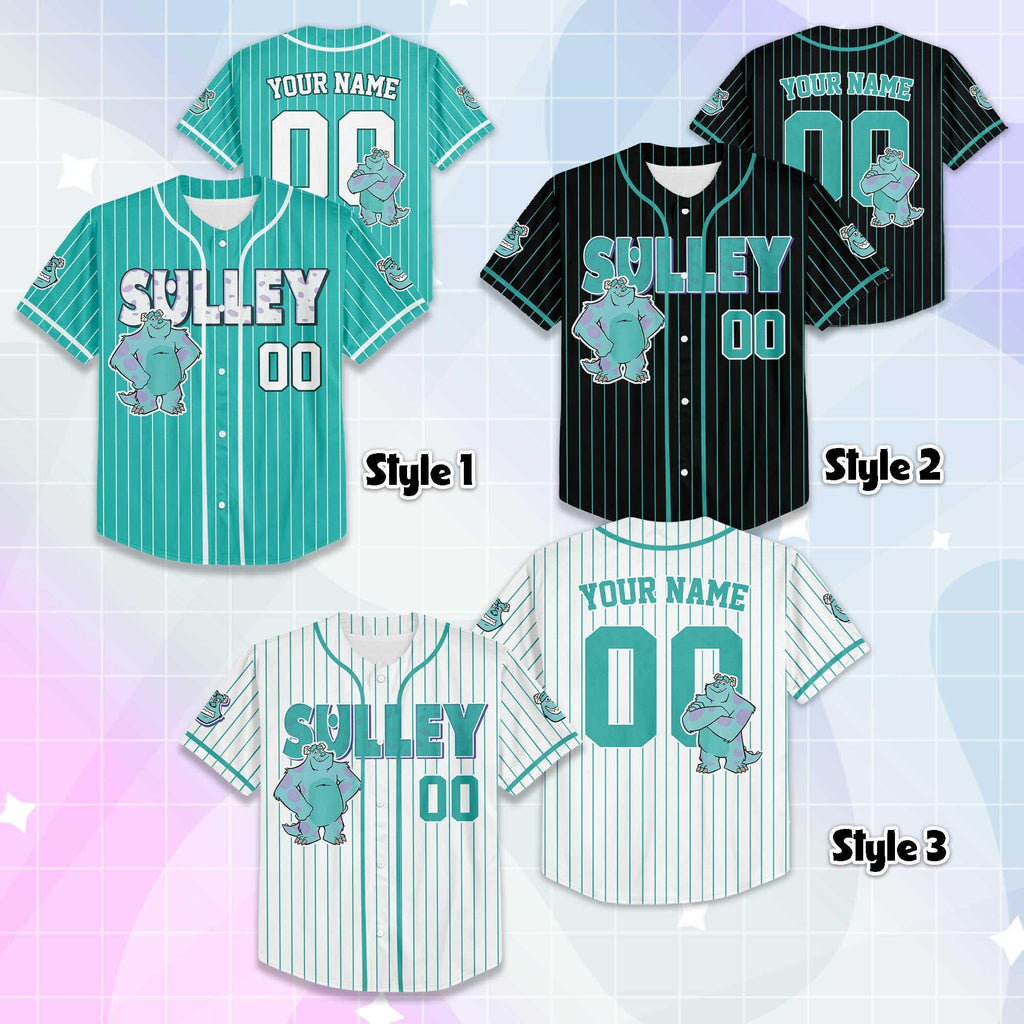 Custom Sulley Baseball Jersey, Monsters Inc Matching Family Tee