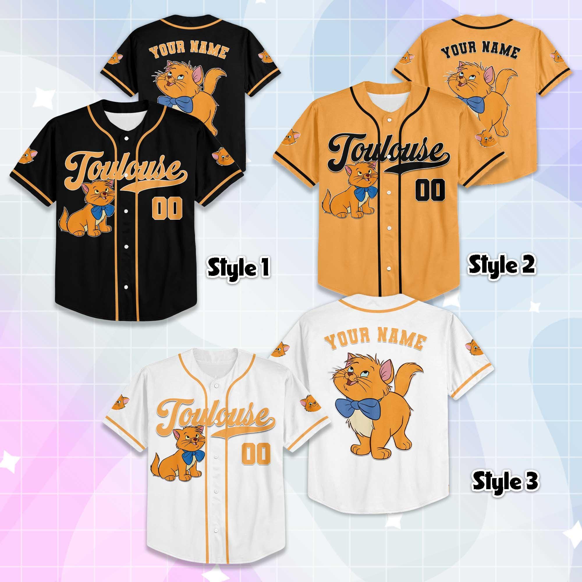 Personalized Toulouse Baseball Jersey, Disney The Aristocats Jersey, Disney Baseball Jersey Sports Cute Gifts For Fans, Disneyland Jersey
