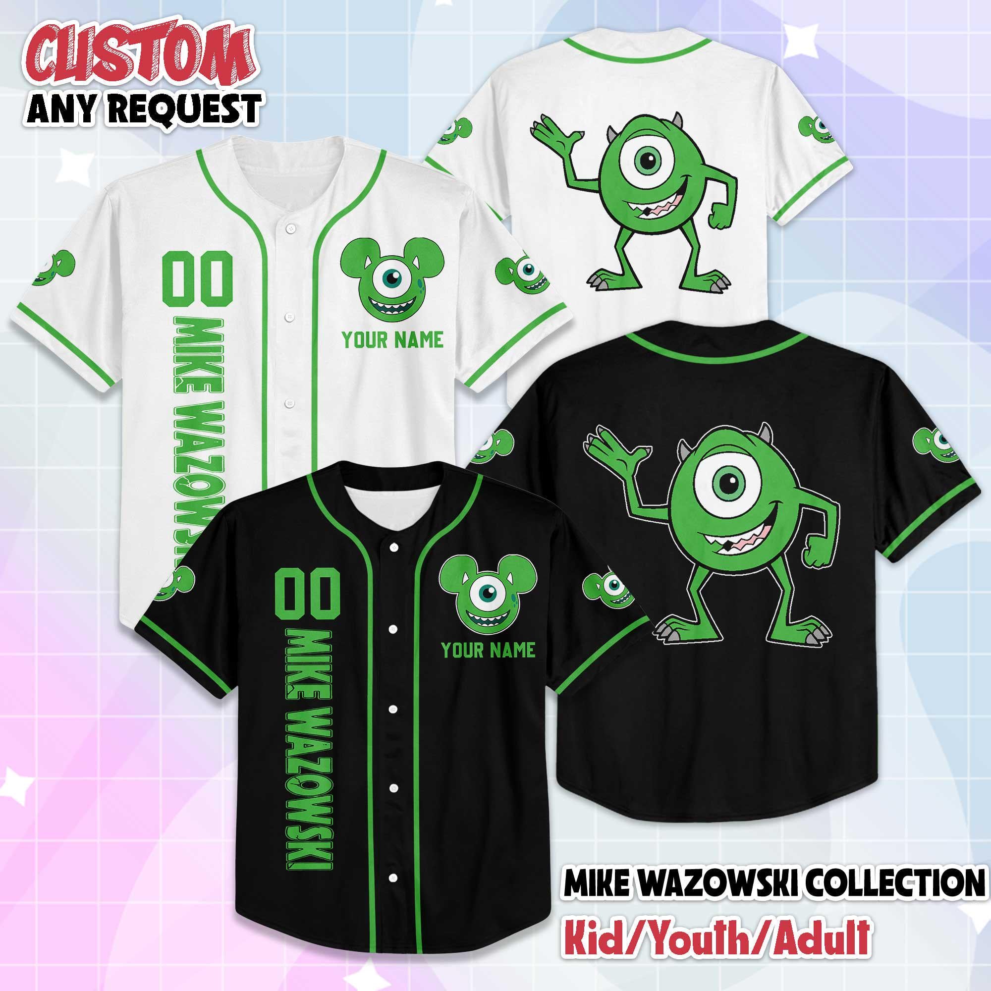 Custom Mike Wazowski Baseball Jersey, Disney Monster Inc Jersey, Disney Monster ,Gift for Disney Fans, Birthday Gift