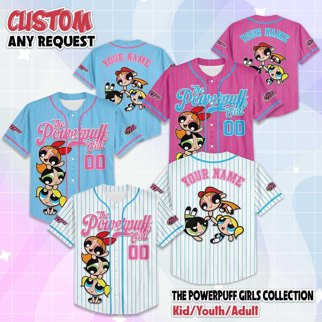 Custom The Powerpuff Girls Baseball Jersey, Family Outfit