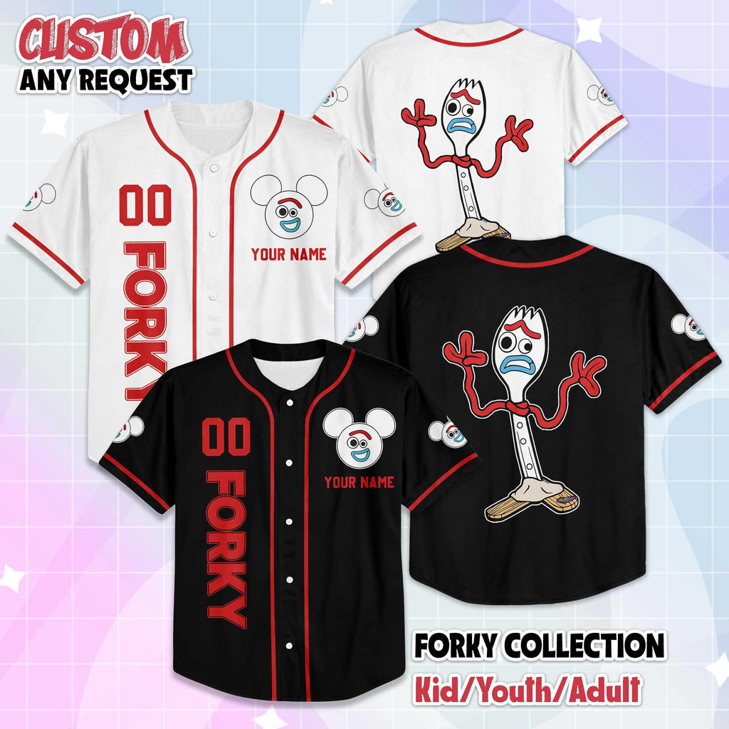 Custom Forky Toy Story Baseball Jersey, Personalized Disney Toy Story Forky Jersey Shirt, Disney Baseball Jersey, Gifts For Fans