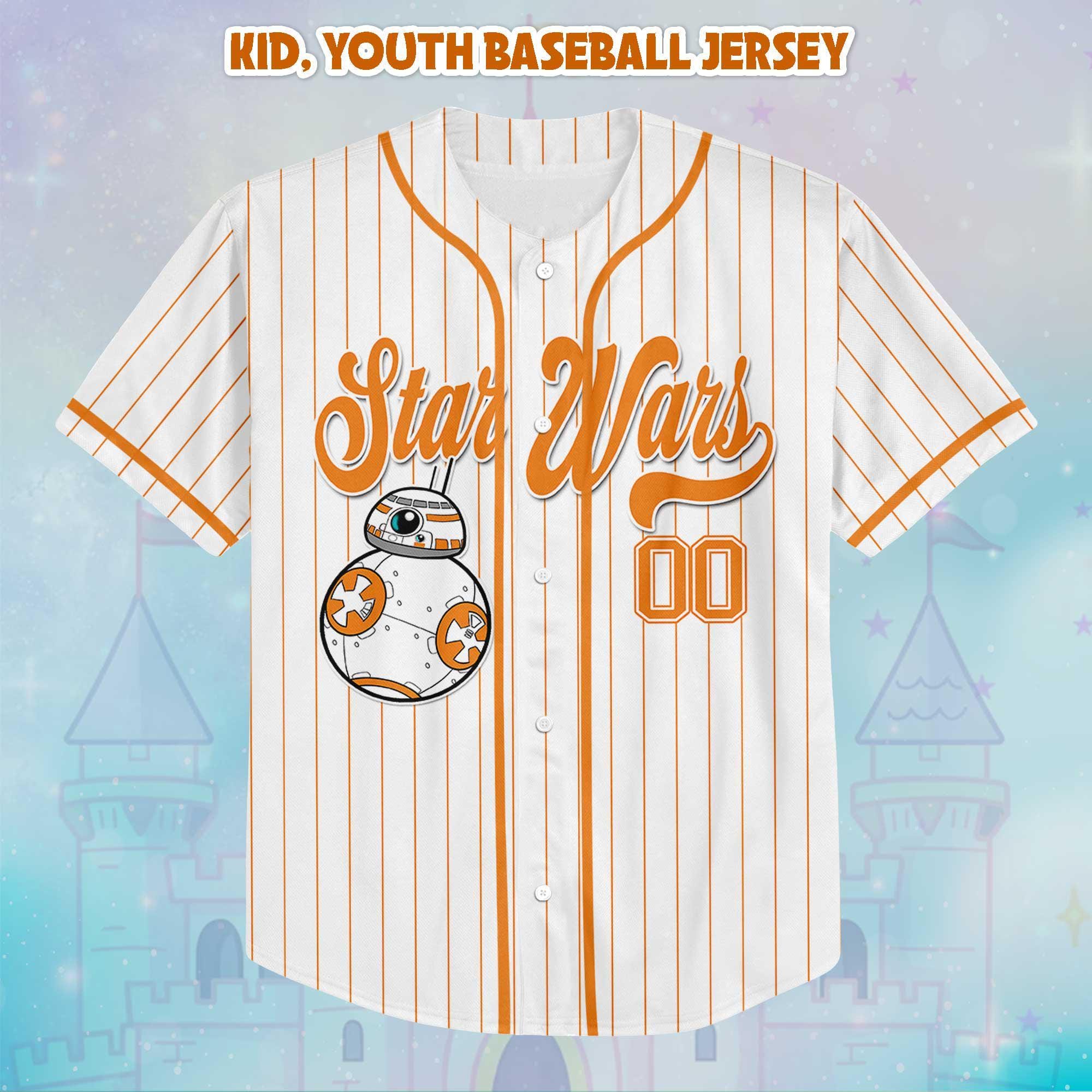 Personalized Star Wars BB-8 Baseball Jersey, Star Wars BB8 Jersey Shirt, Disney Baseball Jersey Sports Cute Gifts For Fans Disney