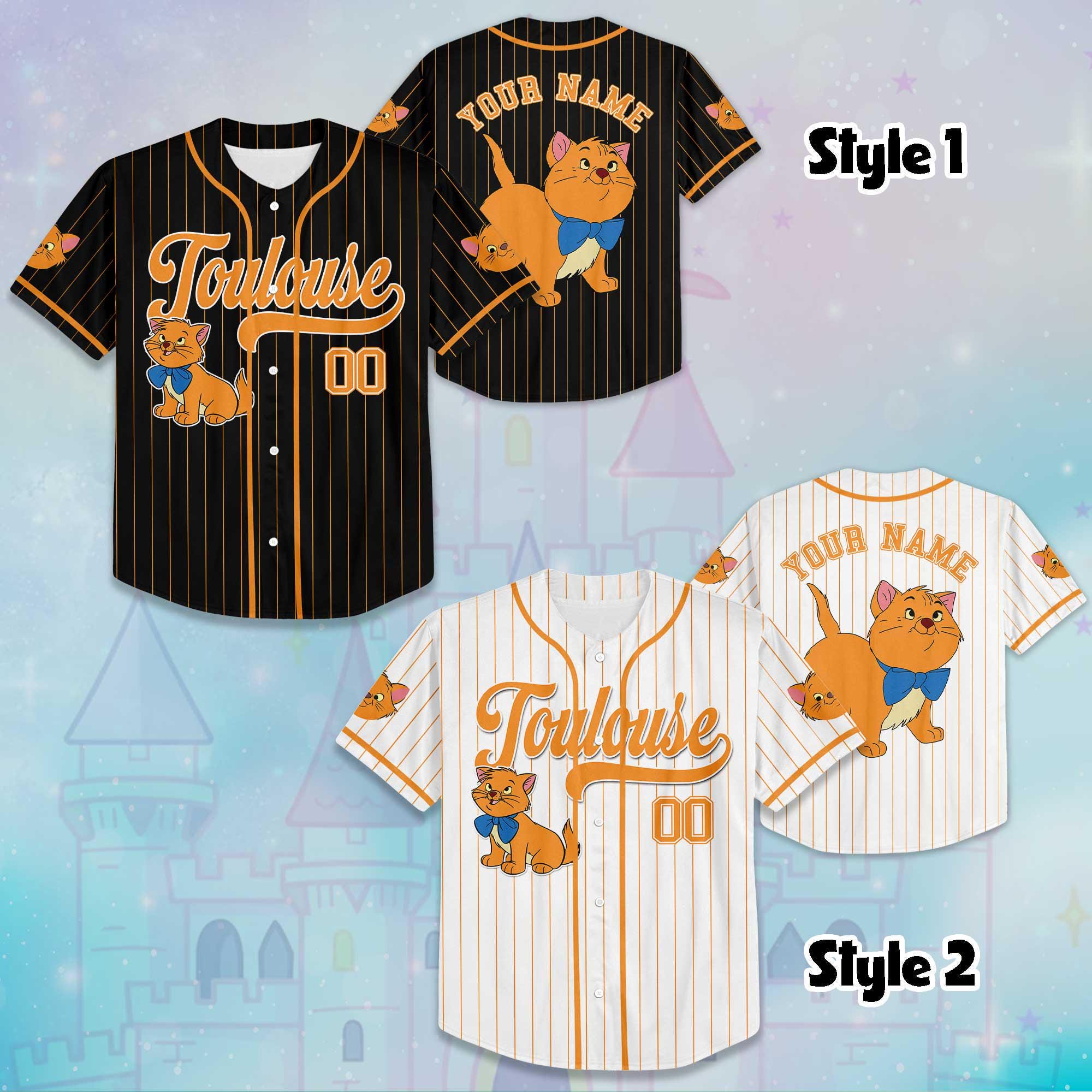 Custom Toulouse The Aristocats Baseball Jersey, Disney Toulouse Jersey, Disney Baseball Jersey Sports Cute Gifts For Fans, Disneyland Jersey