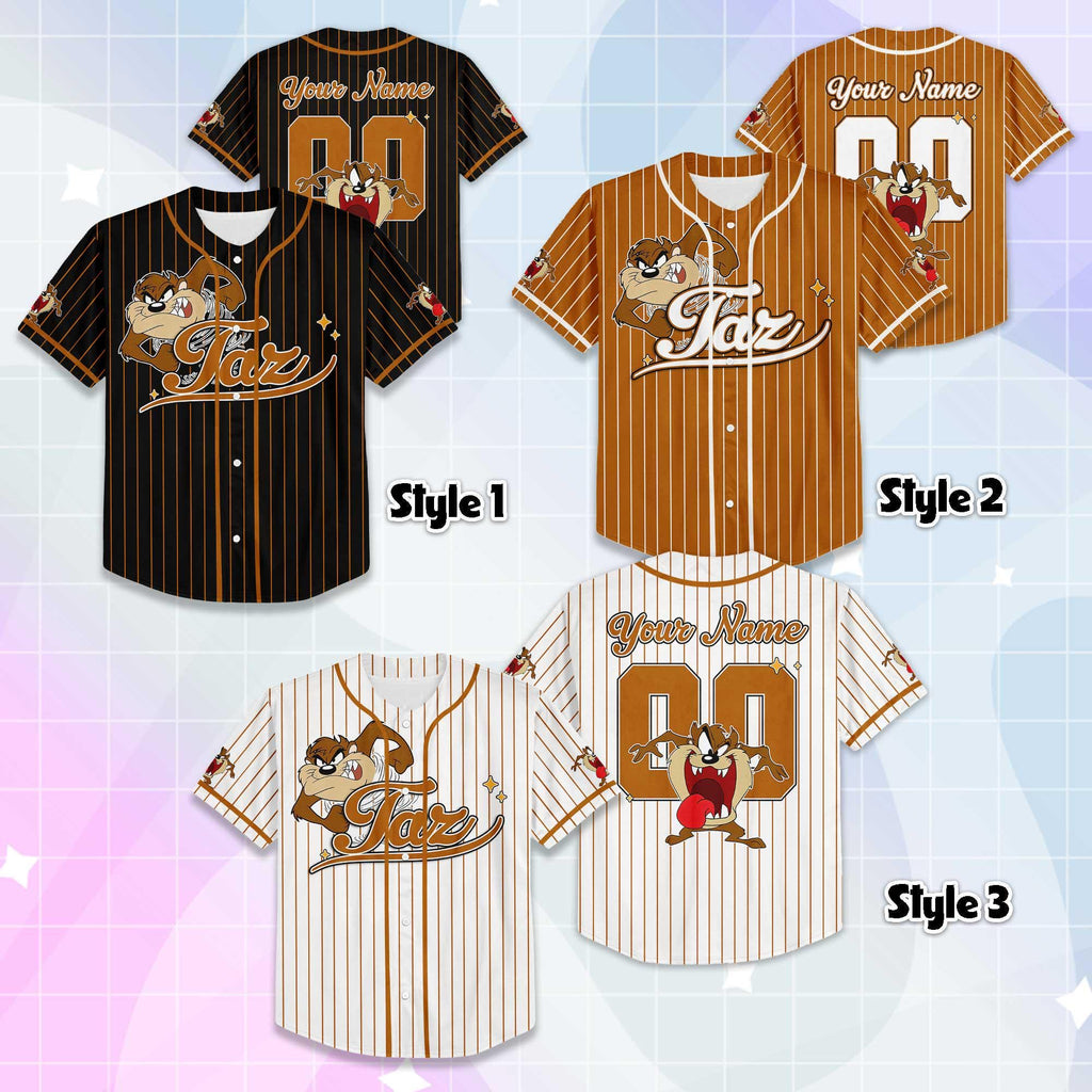 Custom Baby Taz Baseball Jersey, Personalized Looney Tunes Jersey Shirt, Looney Tunes Baseball Team Outfit, Birthday Gift