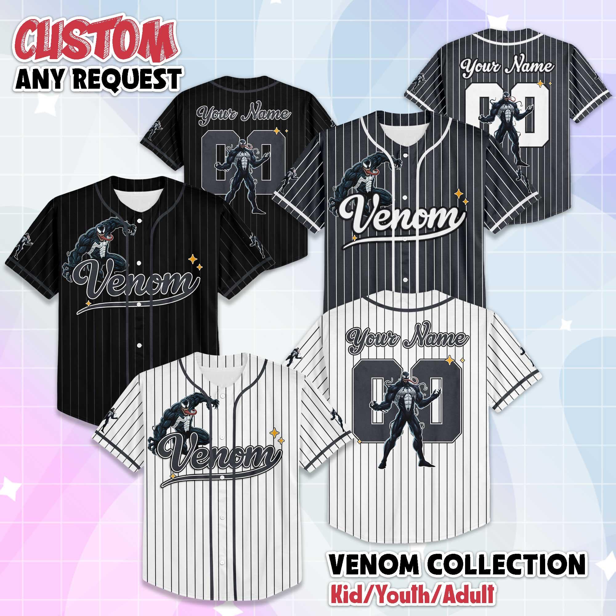 Personalized Venom Baseball Jersey, Custom Venom Baseball Shirt, Disney The Avengers Baseball, Fan Lover Gift