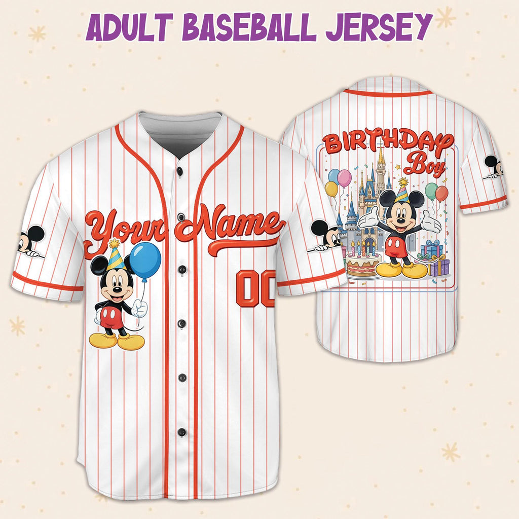 Custom Disney Mickey Mouse Birthday Collection Baseball Jersey, Disney Mickey Birthday Jersey, Disneyland Team Matching Outfit