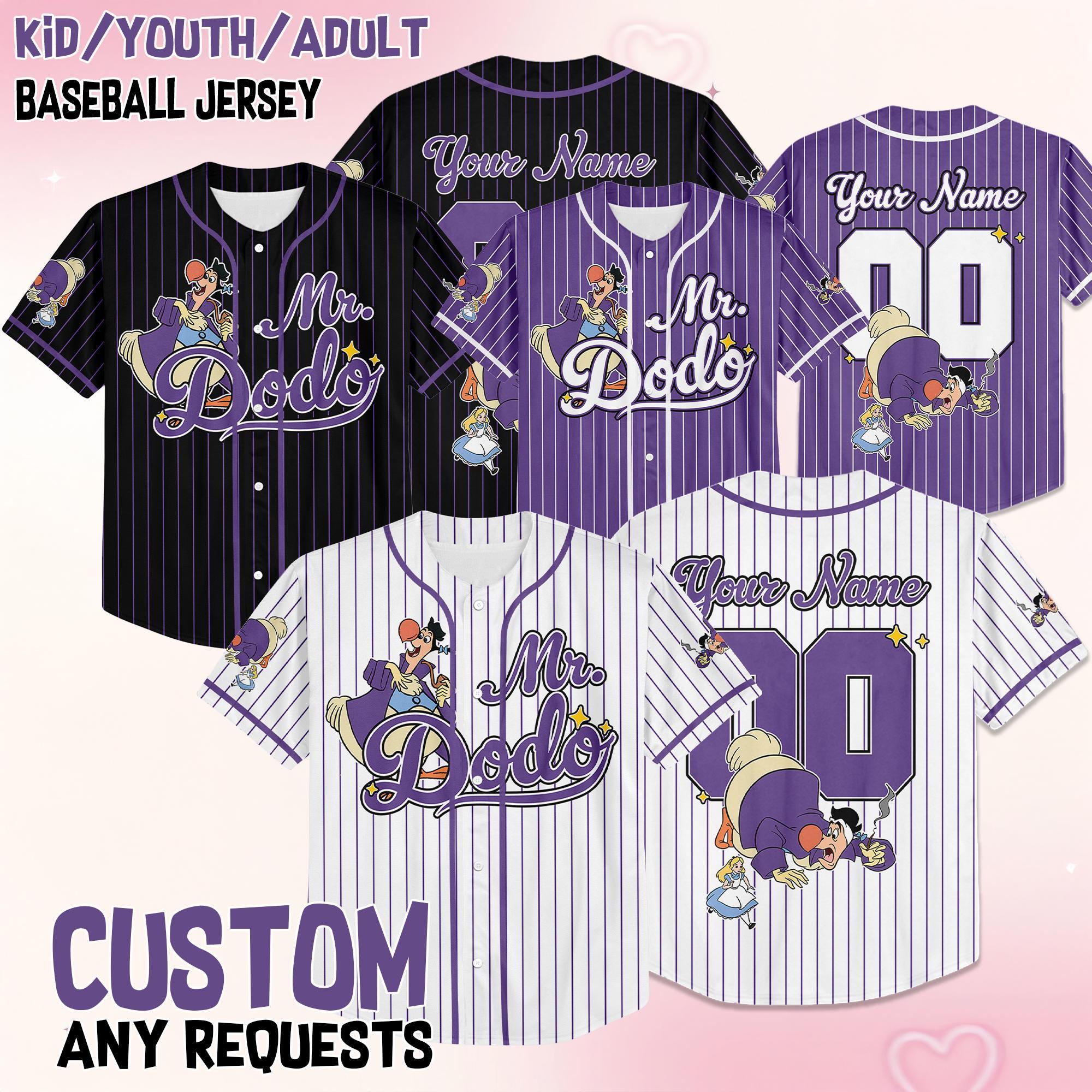Custom Disney Mr Dodo Alice in Wonderland Collection Baseball Jersey, Disney Jersey, Disneyland Baseball Team Matching Outfit, Birthday Gift