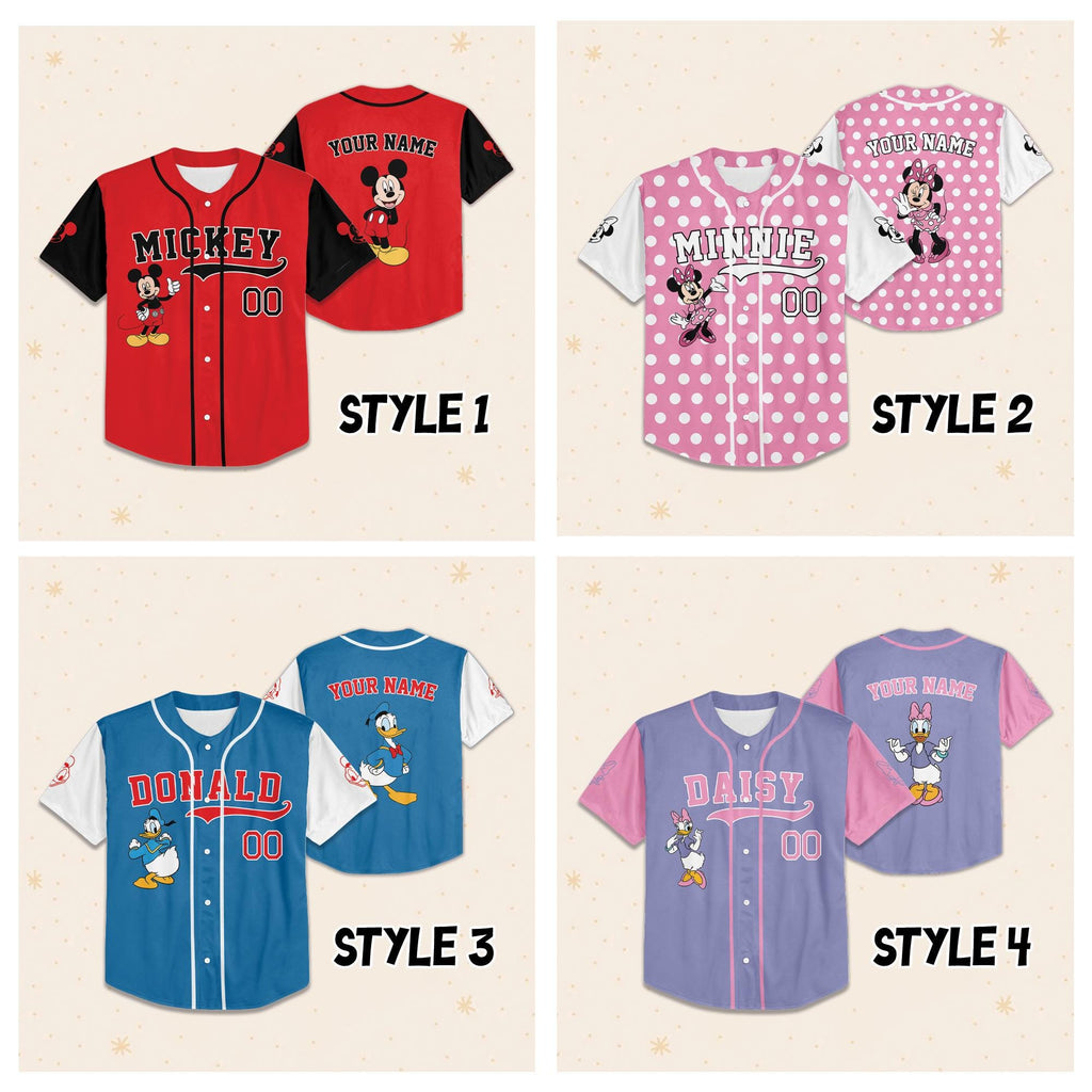 Custom Disney Mickey and Friends Baseball Jersey, Disneyland Vacation Matching Baseball Team, Mickey Mouse Birthday, Gift for Fans